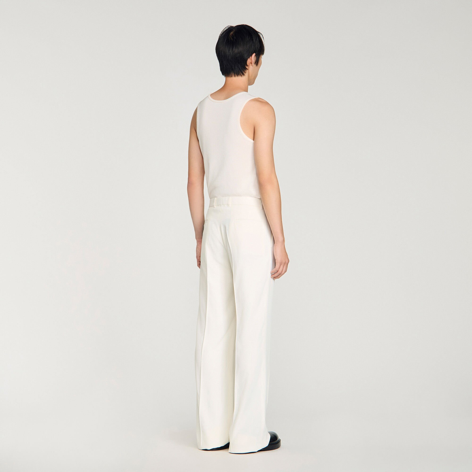 Wide-leg fluid viscose trousers