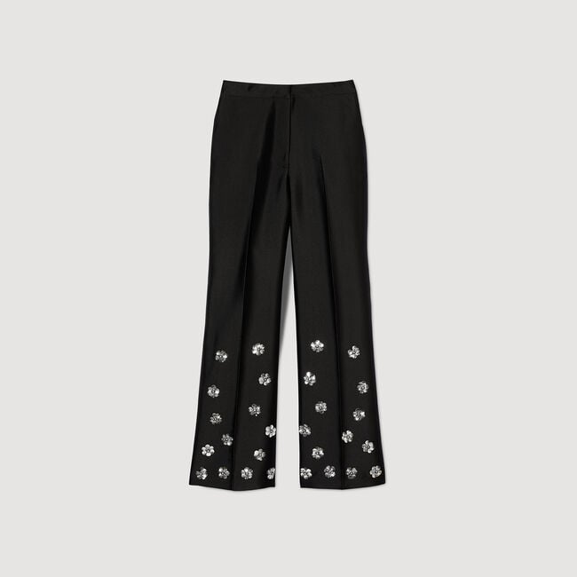 Satin-look sequin trousers