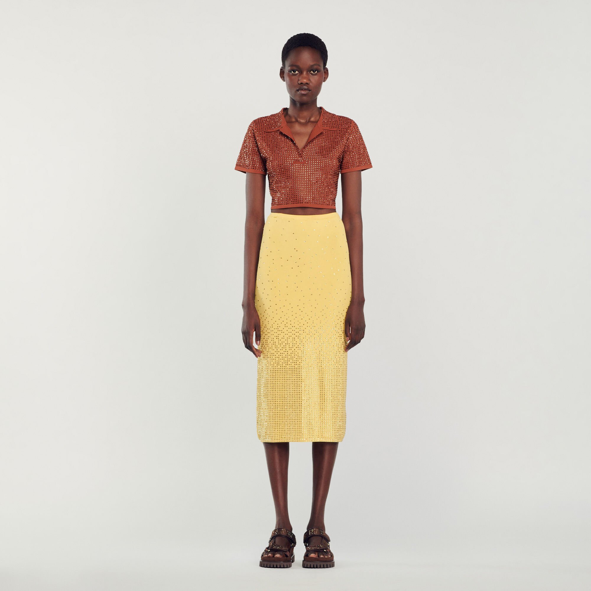 Red top best sale yellow skirt