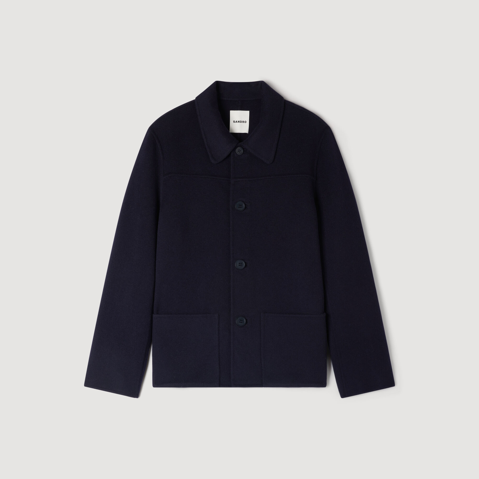 Wool jacket with regular collar blue for Men | Sandro Paris
