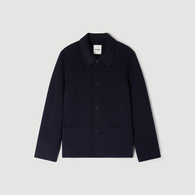 Wool jacket with regular collar