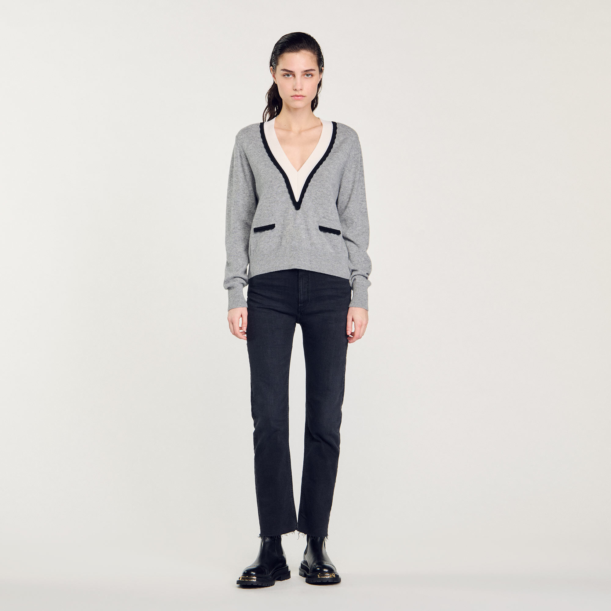 Deep plunge sweater 2025