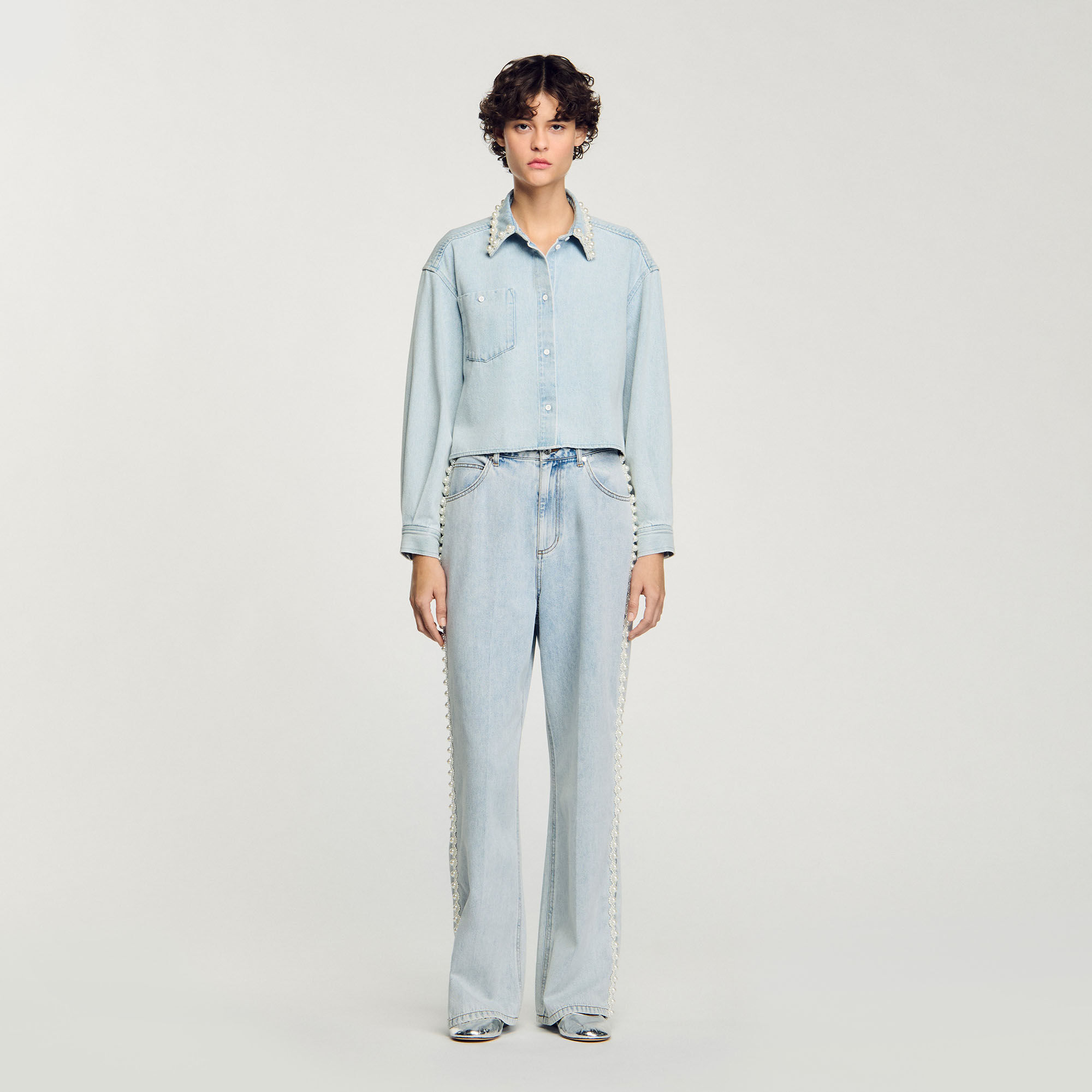 【ファッション通販】の商品をすべて Denim Paris Sandro | Women For collar beaded with shirt ワンピース