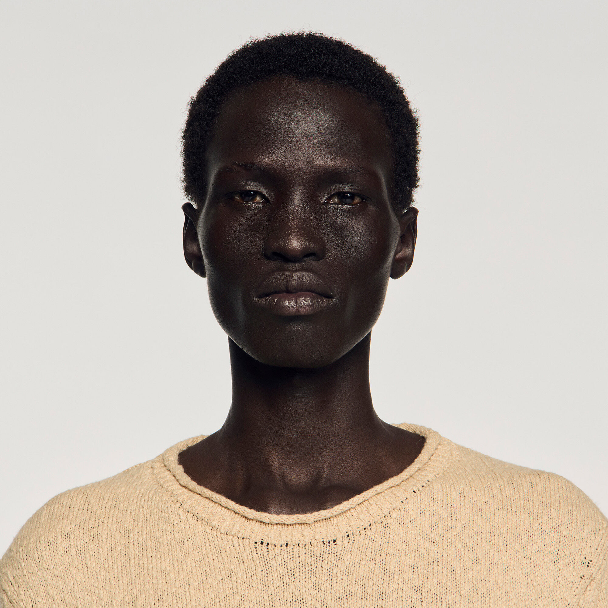 Boucl&eacute; cotton jumper