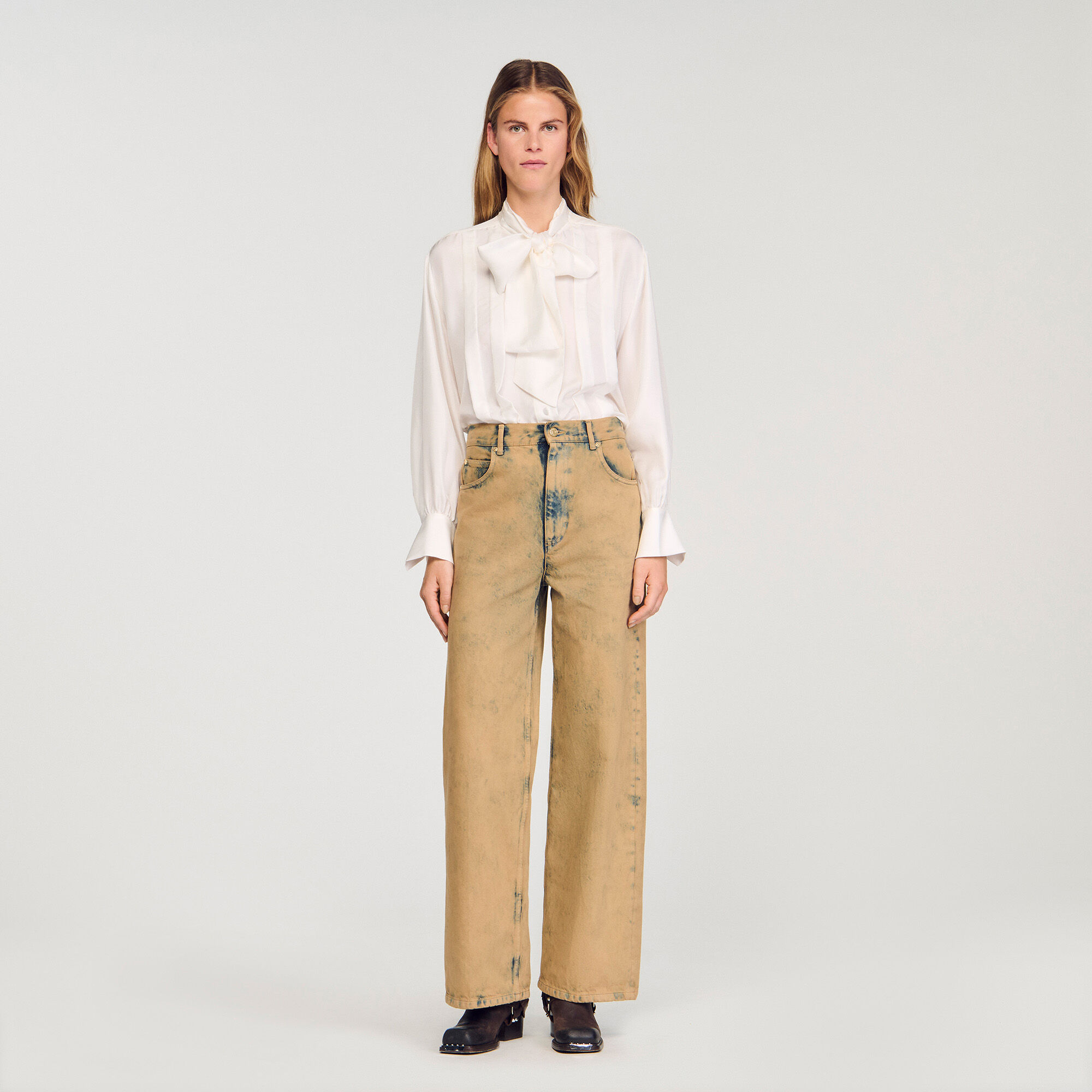 Faded wide-leg jeans