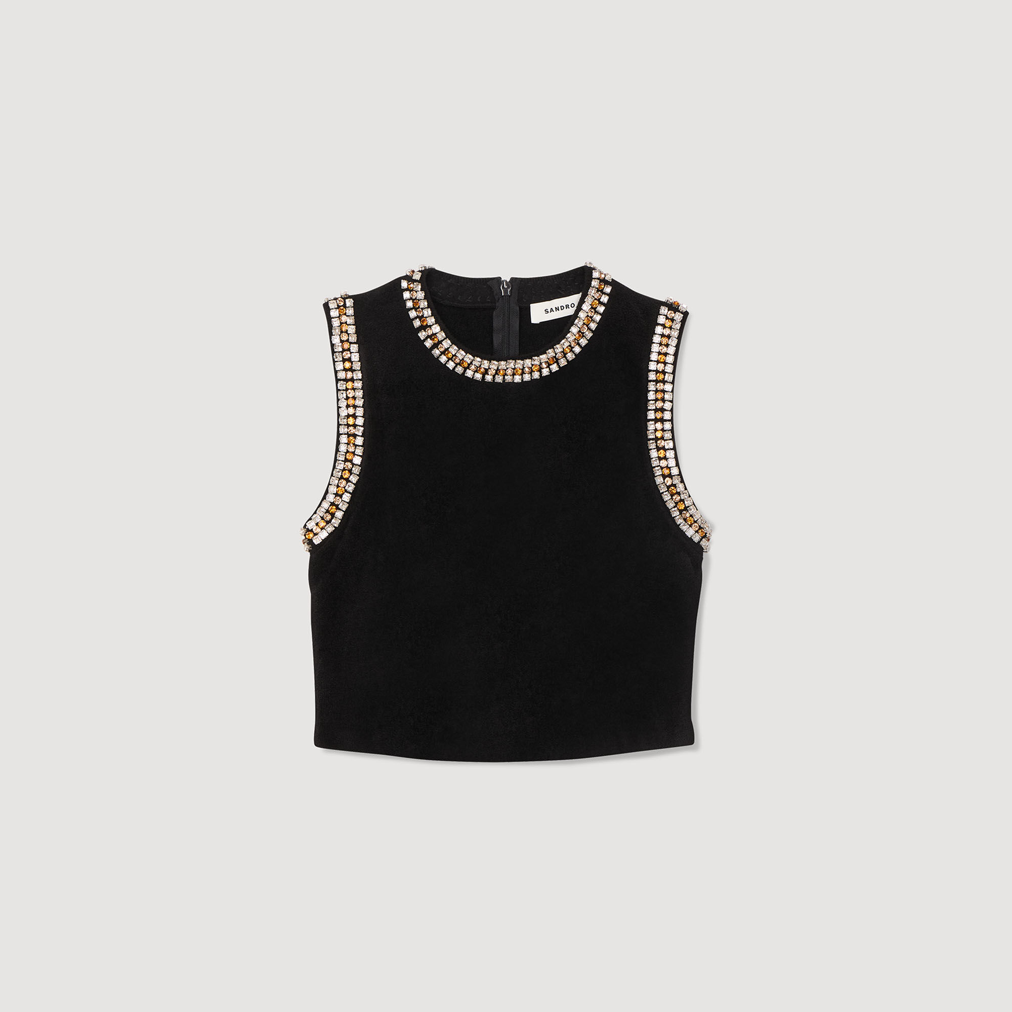 Jewellery-neck knit top