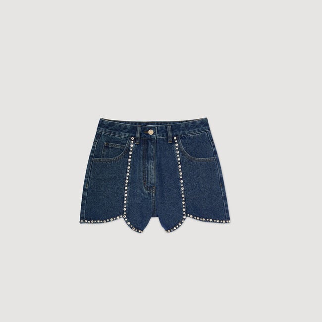 Rhinestone denim shorts
