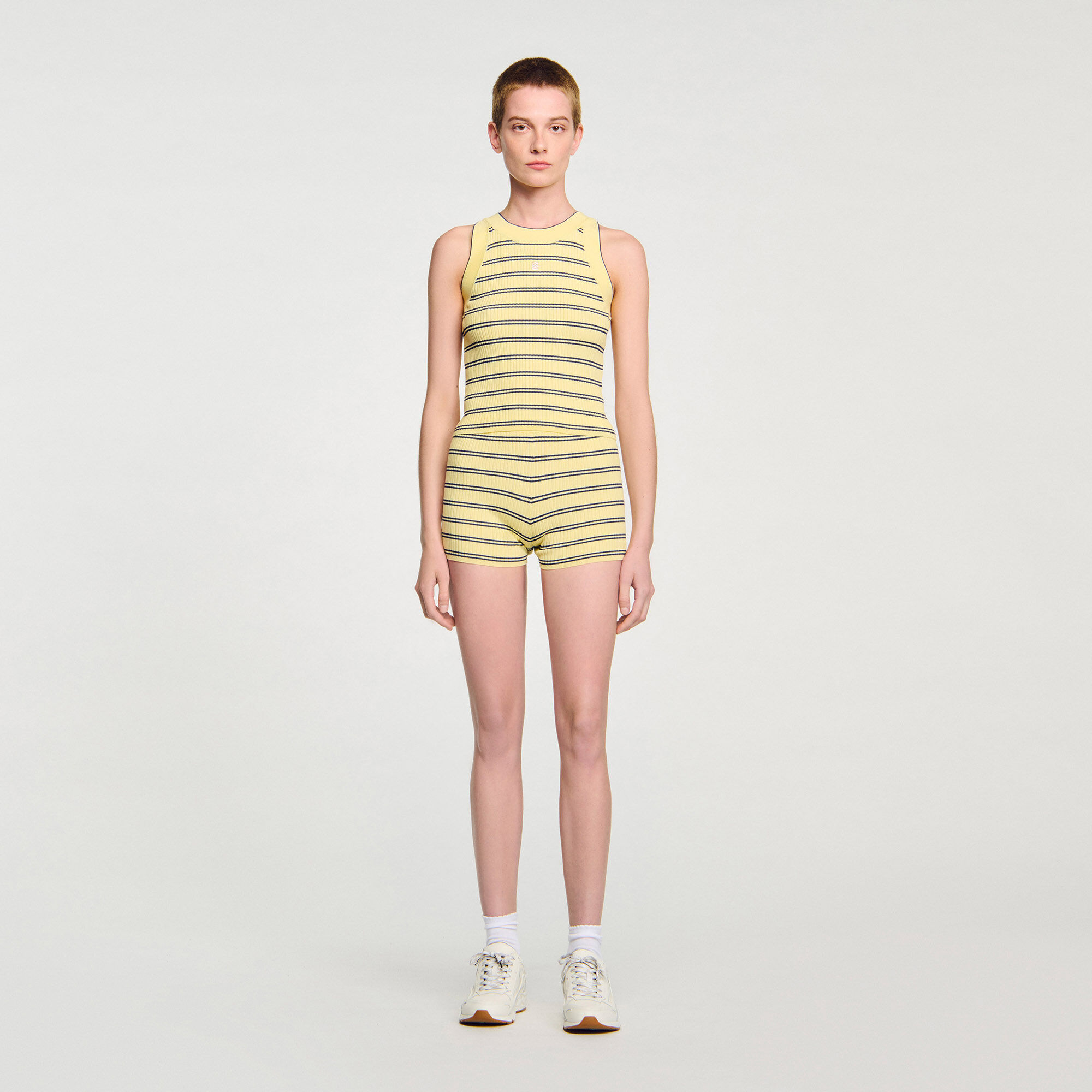 Striped knit vest top