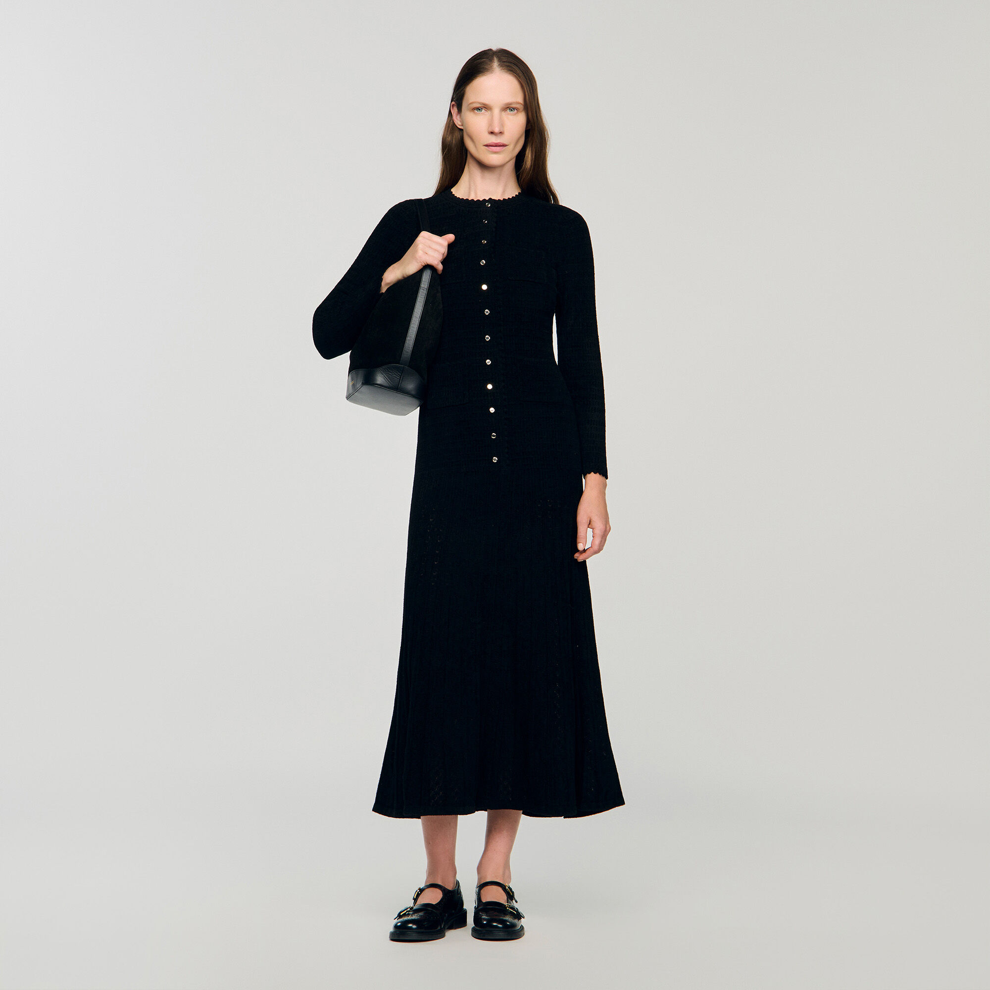 Textured knit maxi dress