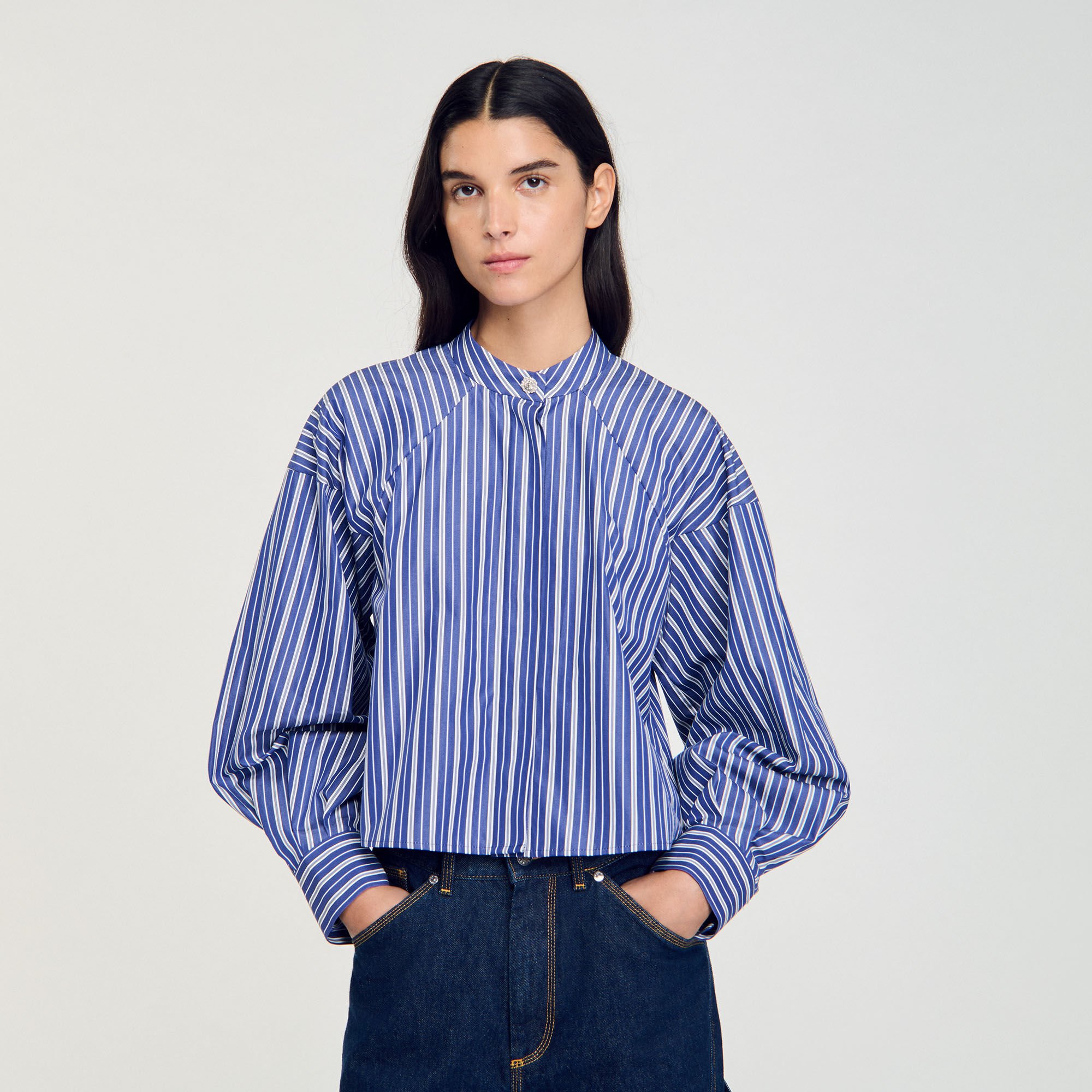 Striped shirt blue For Women | Sandro Paris