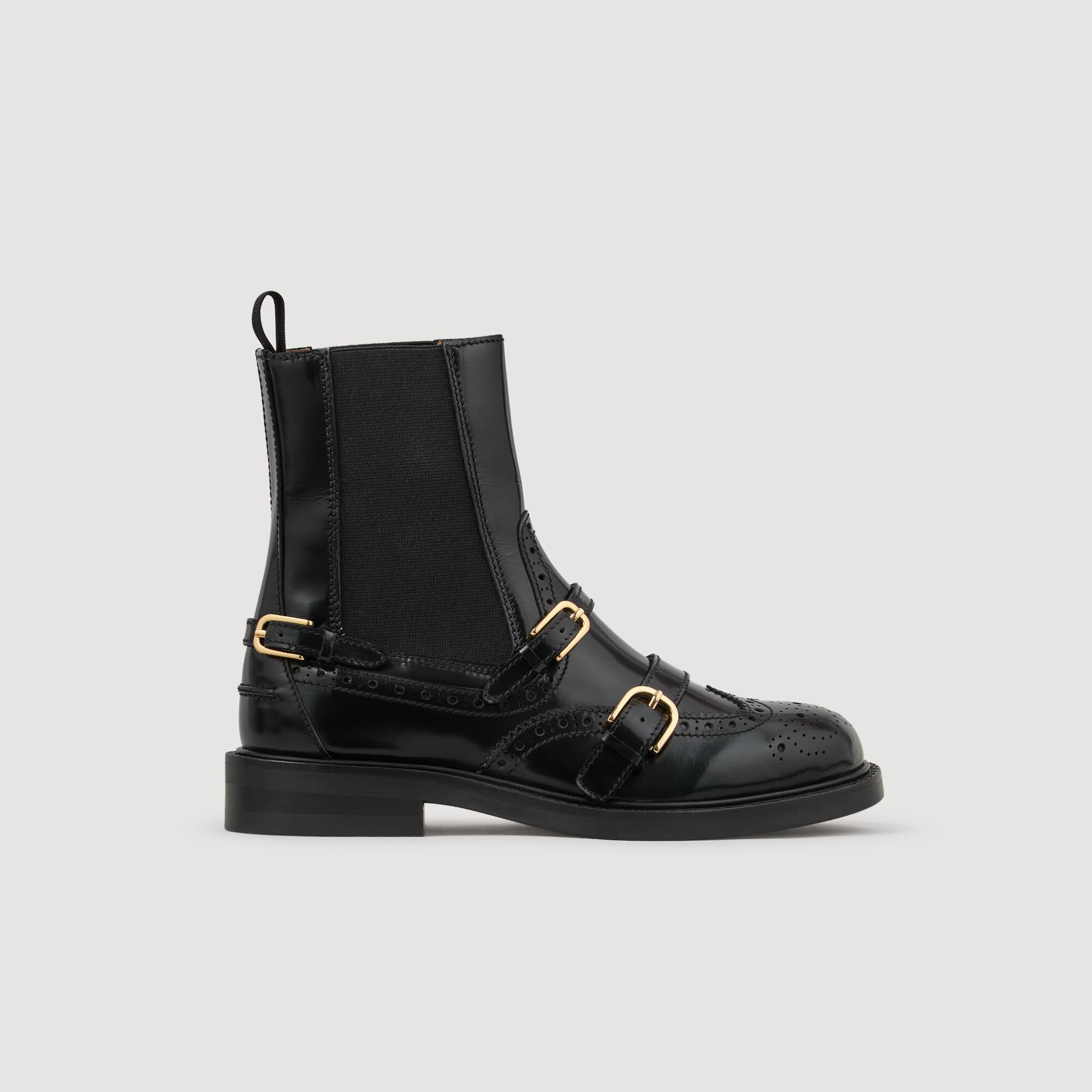 Sandro Paris　サンドロパリ　ブーツ　本革　ポルトガル製　定価約6万円 Sandro Paris サンドロパリ ブーツ 本革 ポルトガル製 定価約6