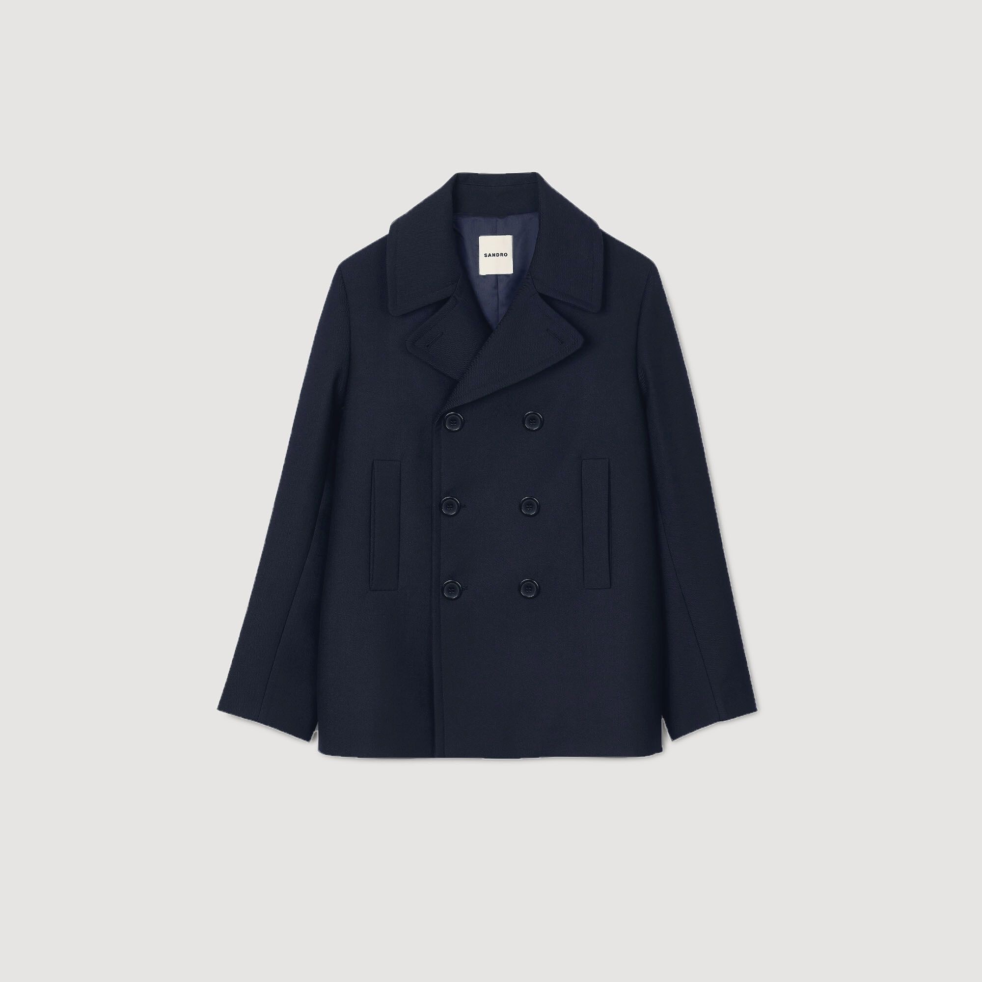 Light peacoat in tech wool