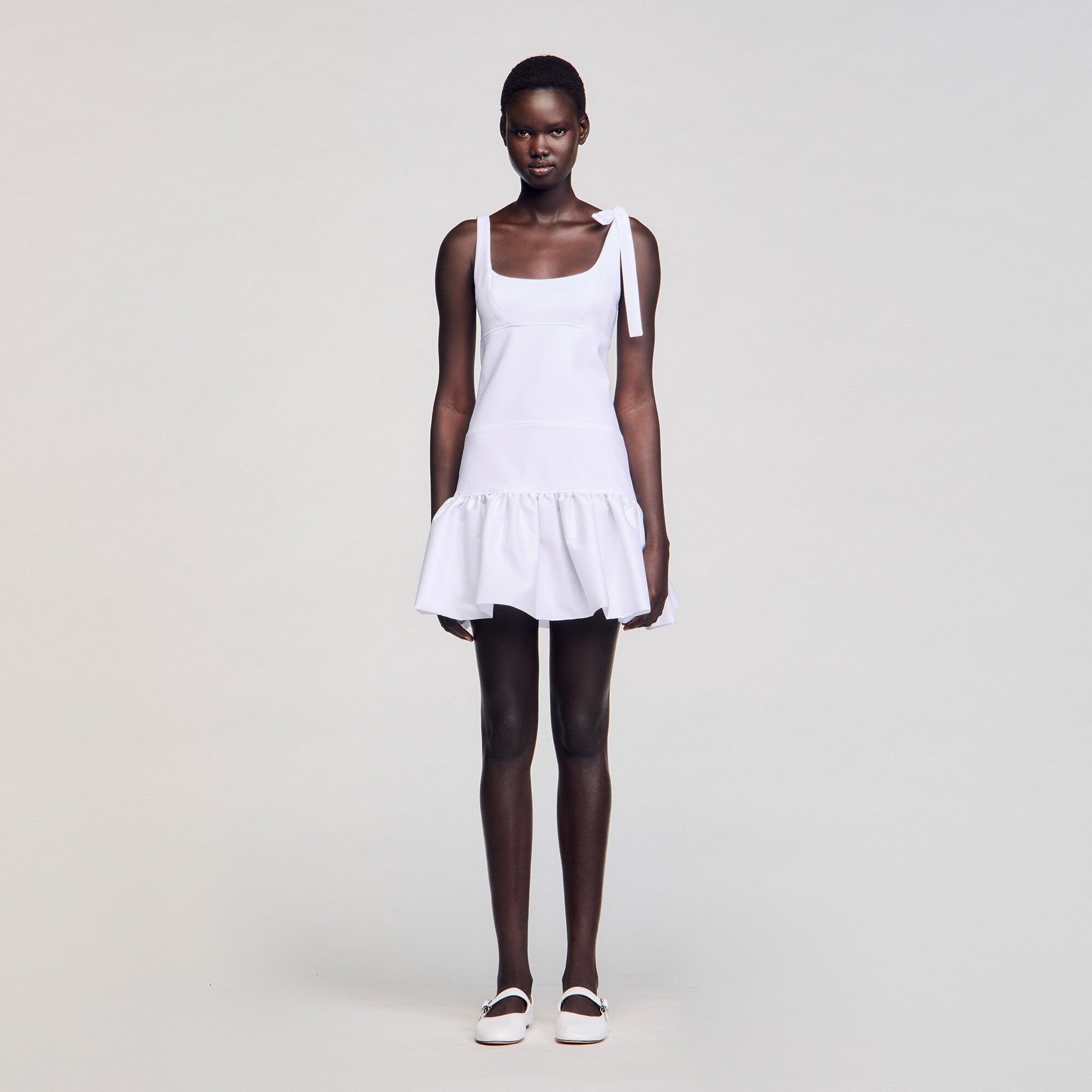 Dual-material short dress