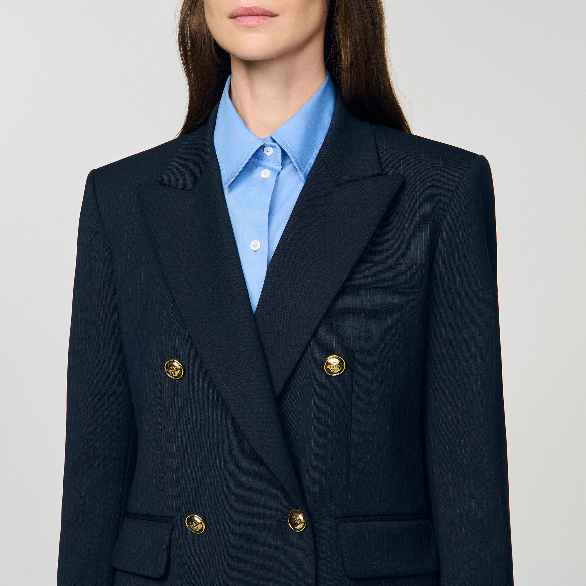 Pinstripe jacket blue For Women | Sandro Paris