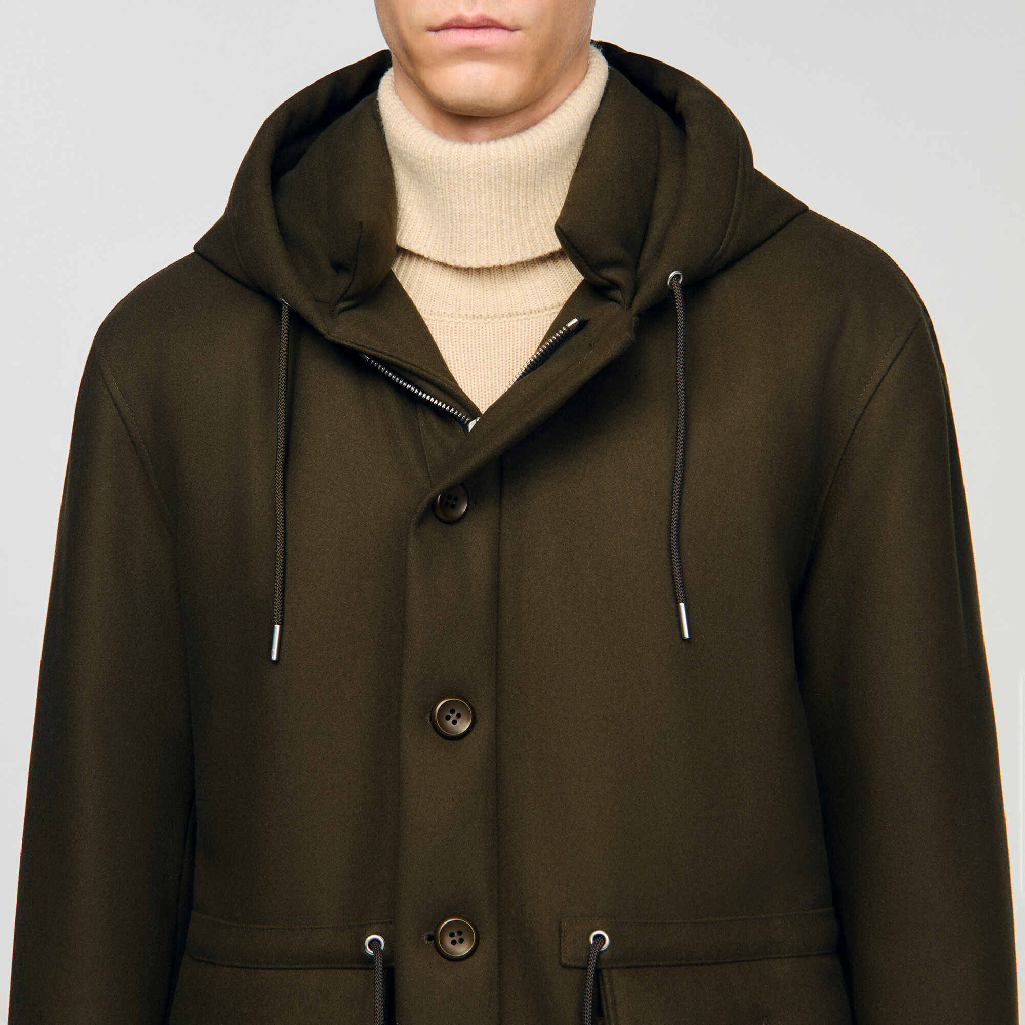 Hooded wool parka