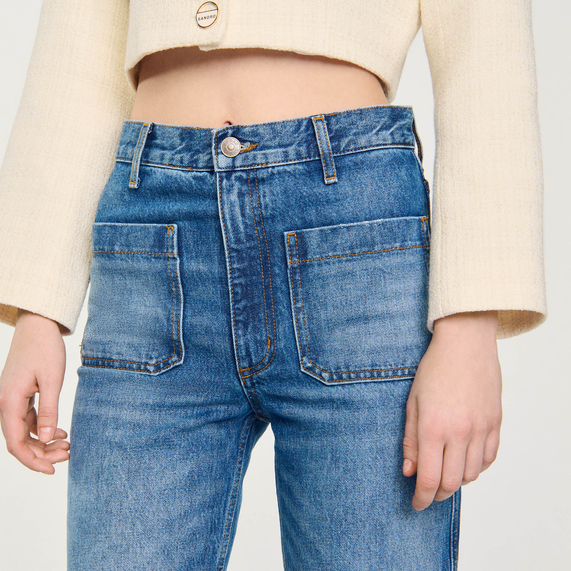 Flared faded jeans