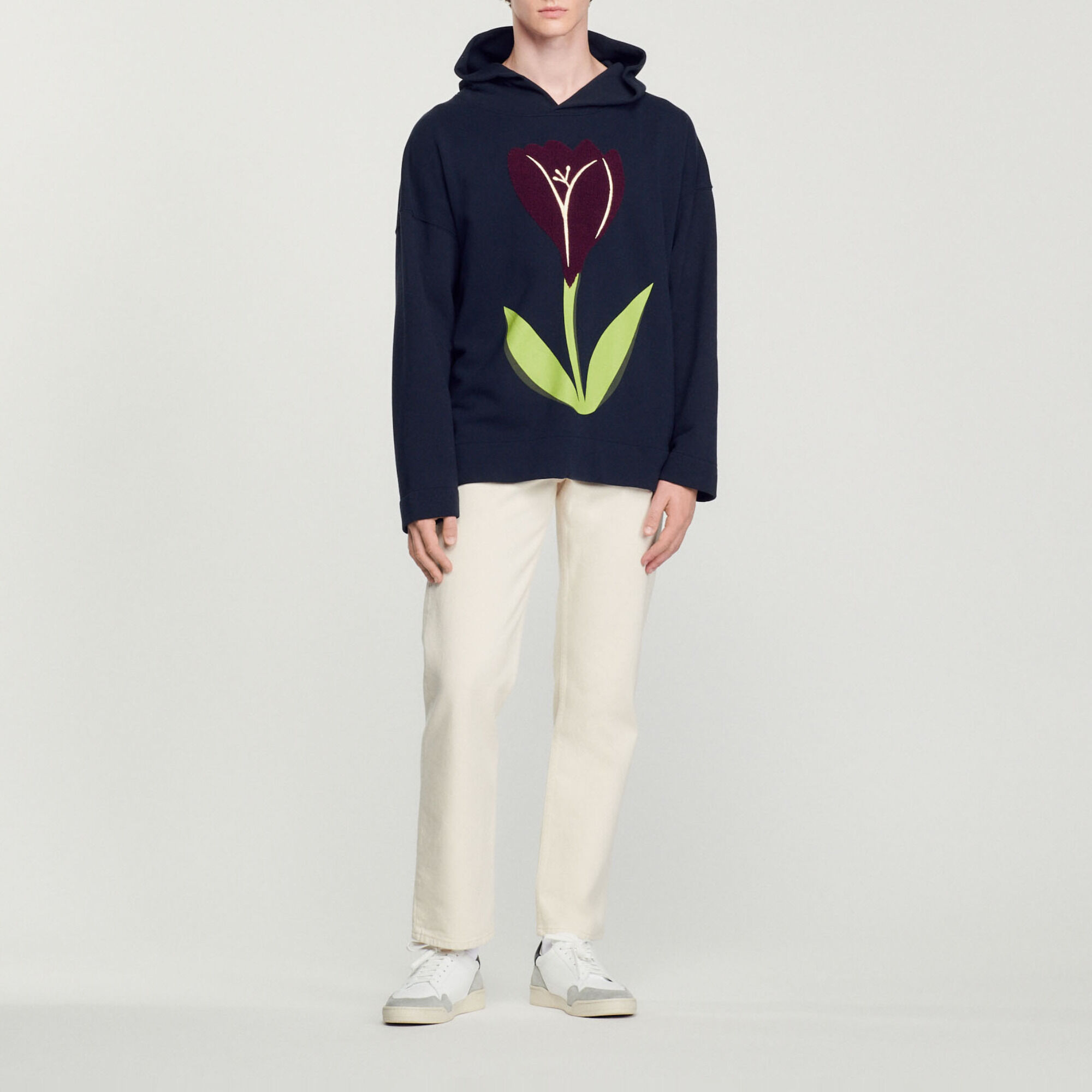 Embroidered tulip hoodie
