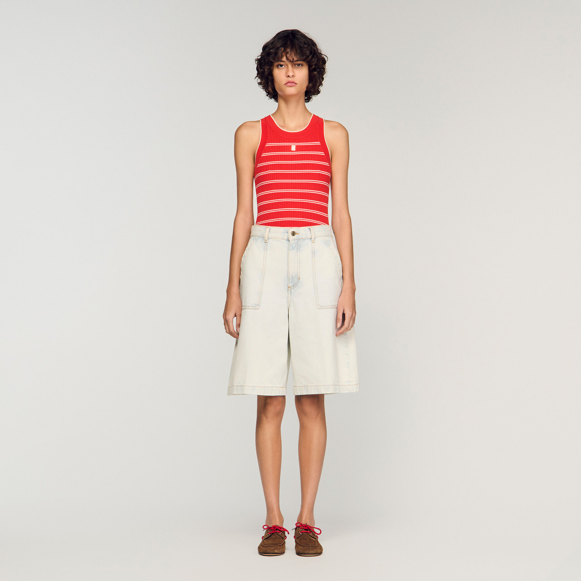 Washed denim Bermuda shorts