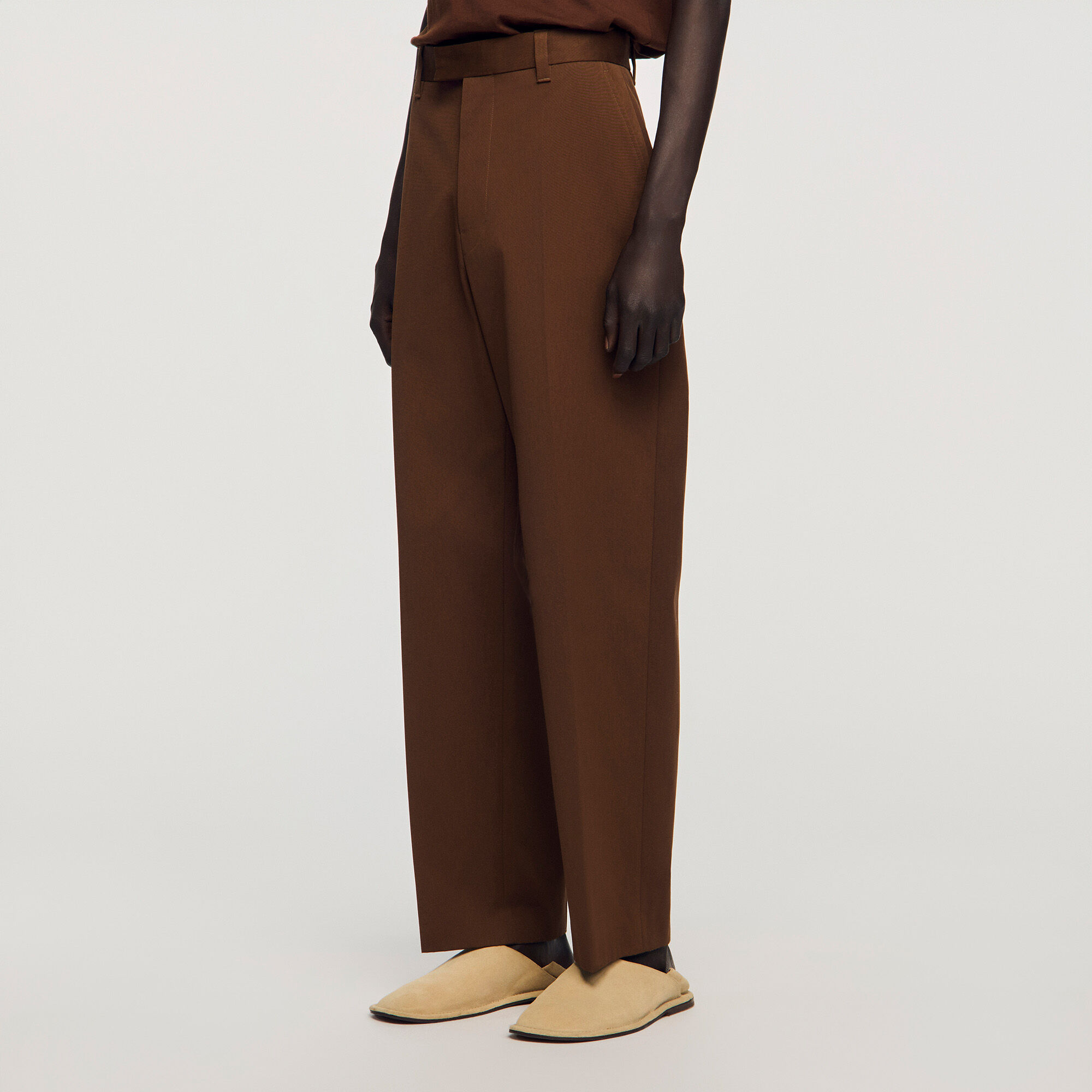 Wide-leg cotton trousers