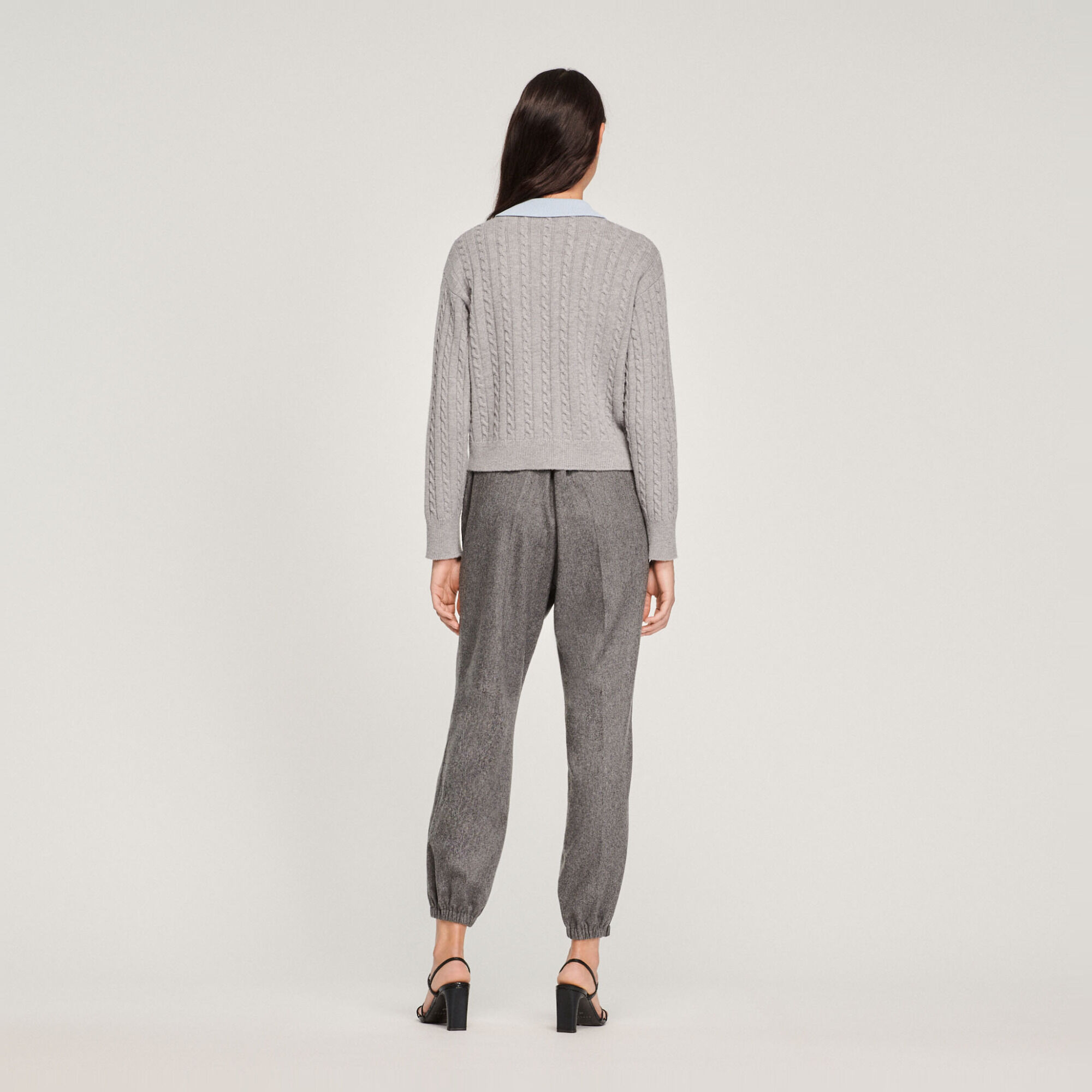 Cropped cable-knit sweater