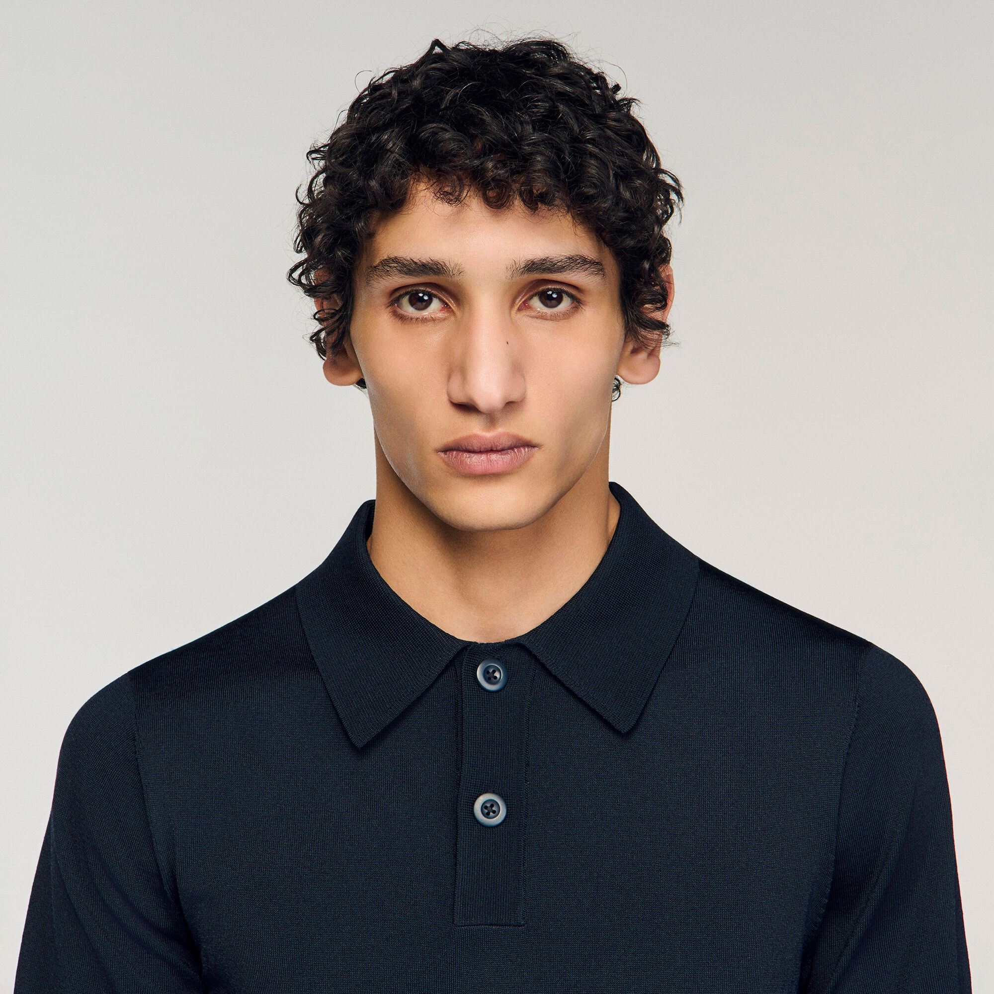 Short-sleeve knitted polo shirt