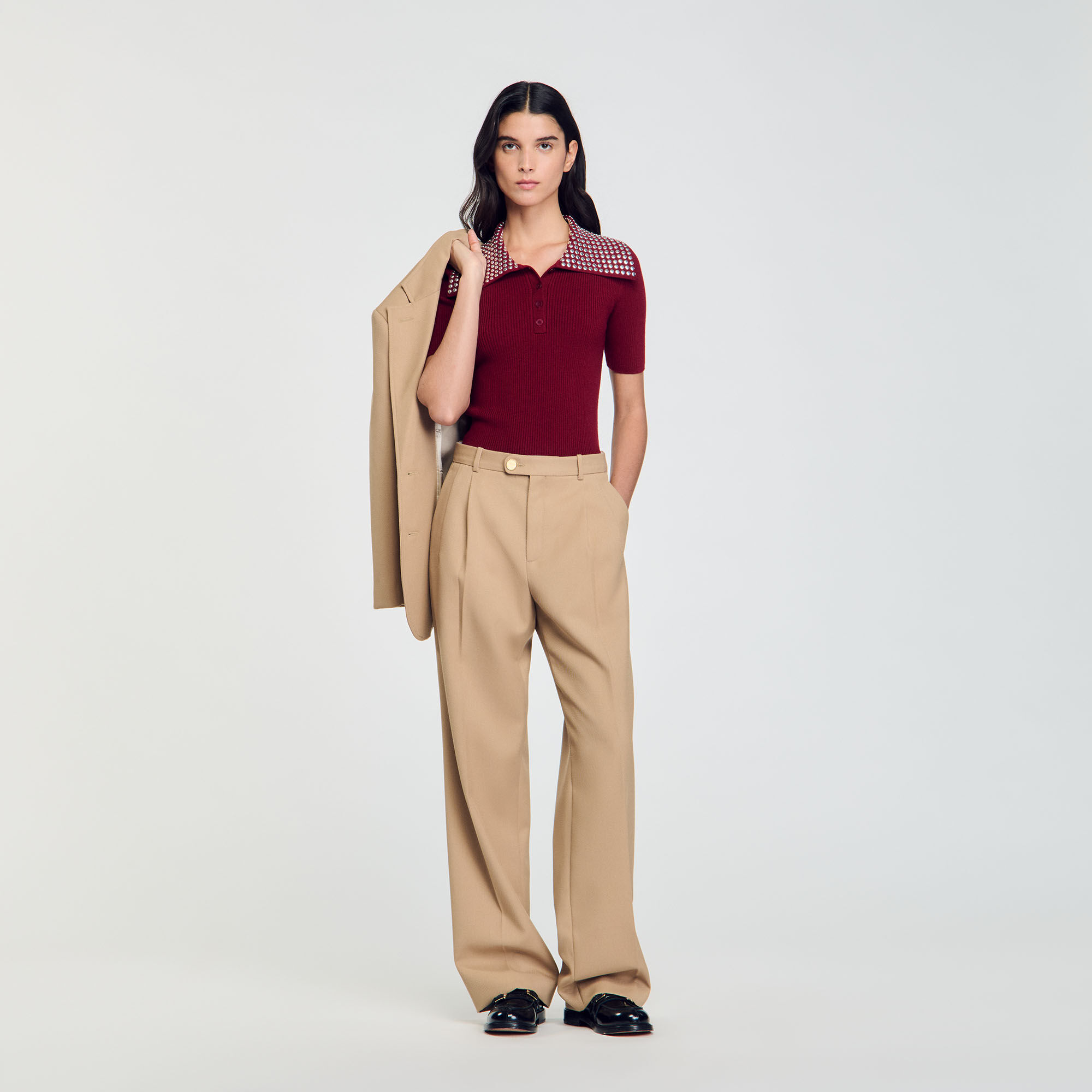 Suit trousers and polo shirt hot sale