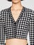 Cropped gingham knit cardigan