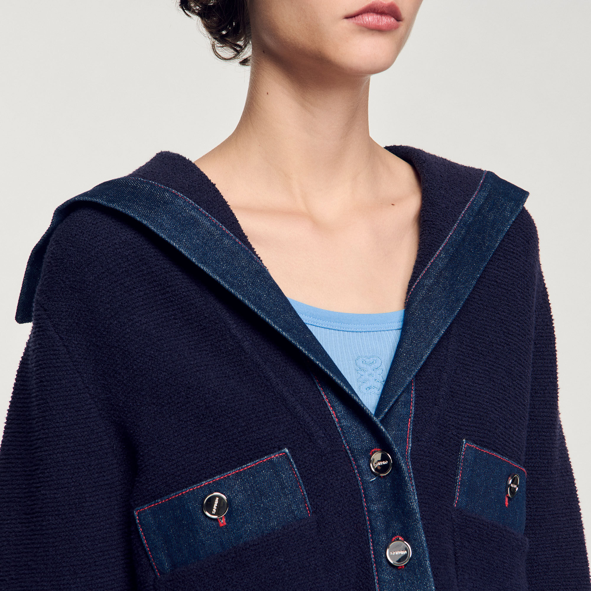 Cardigan with denim details