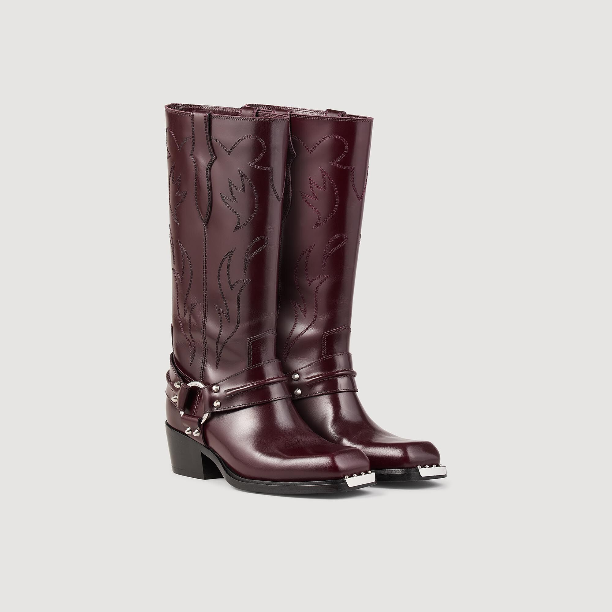 Tall boots with square toes