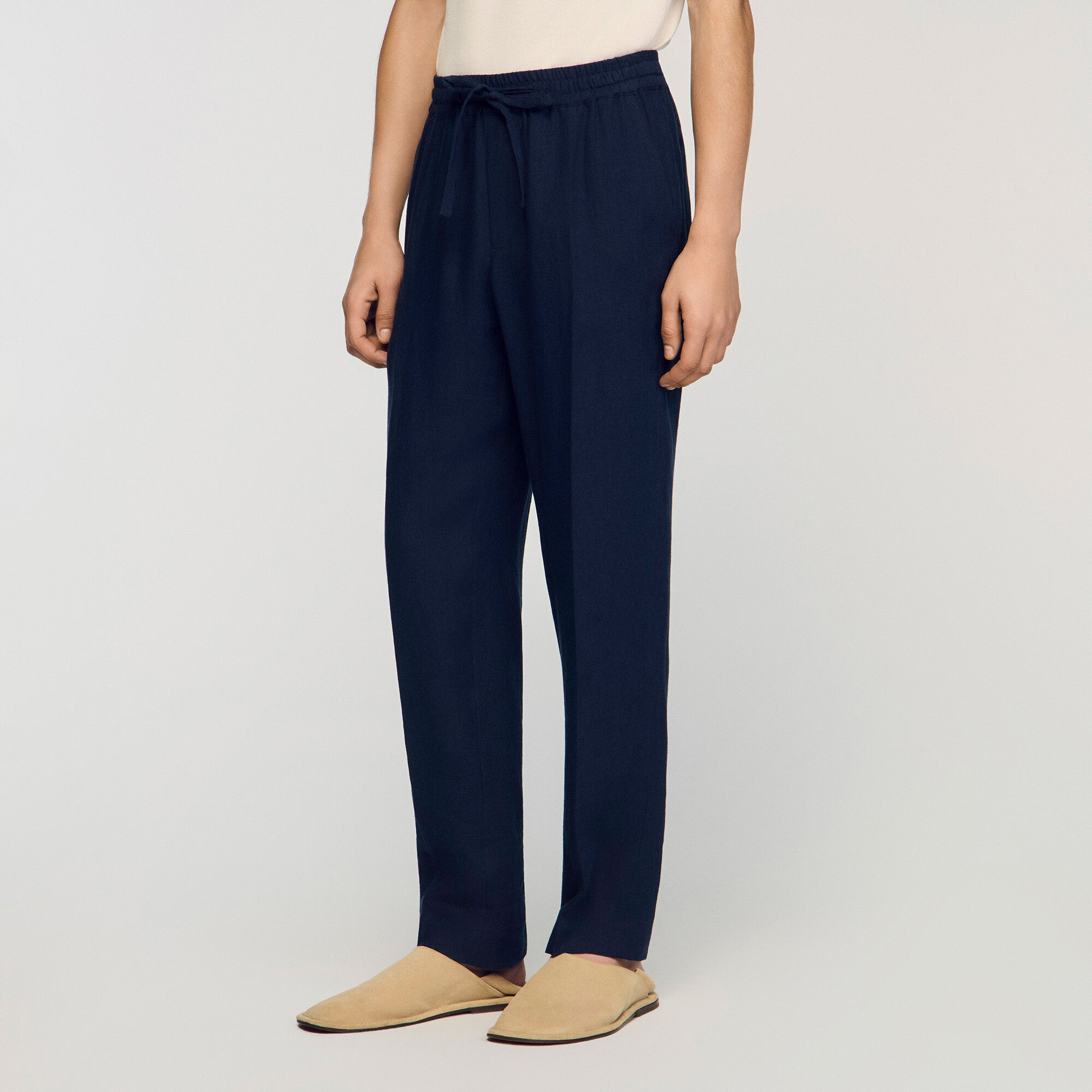 Straight-leg linen trousers