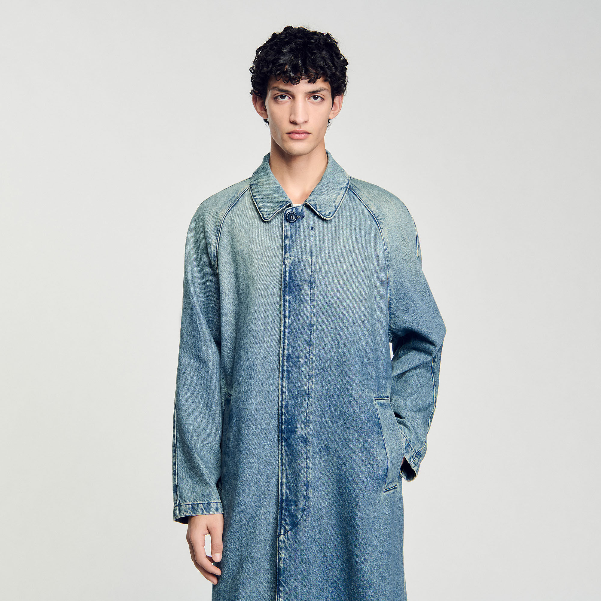 Long faded denim coat for Men | Sandro Paris