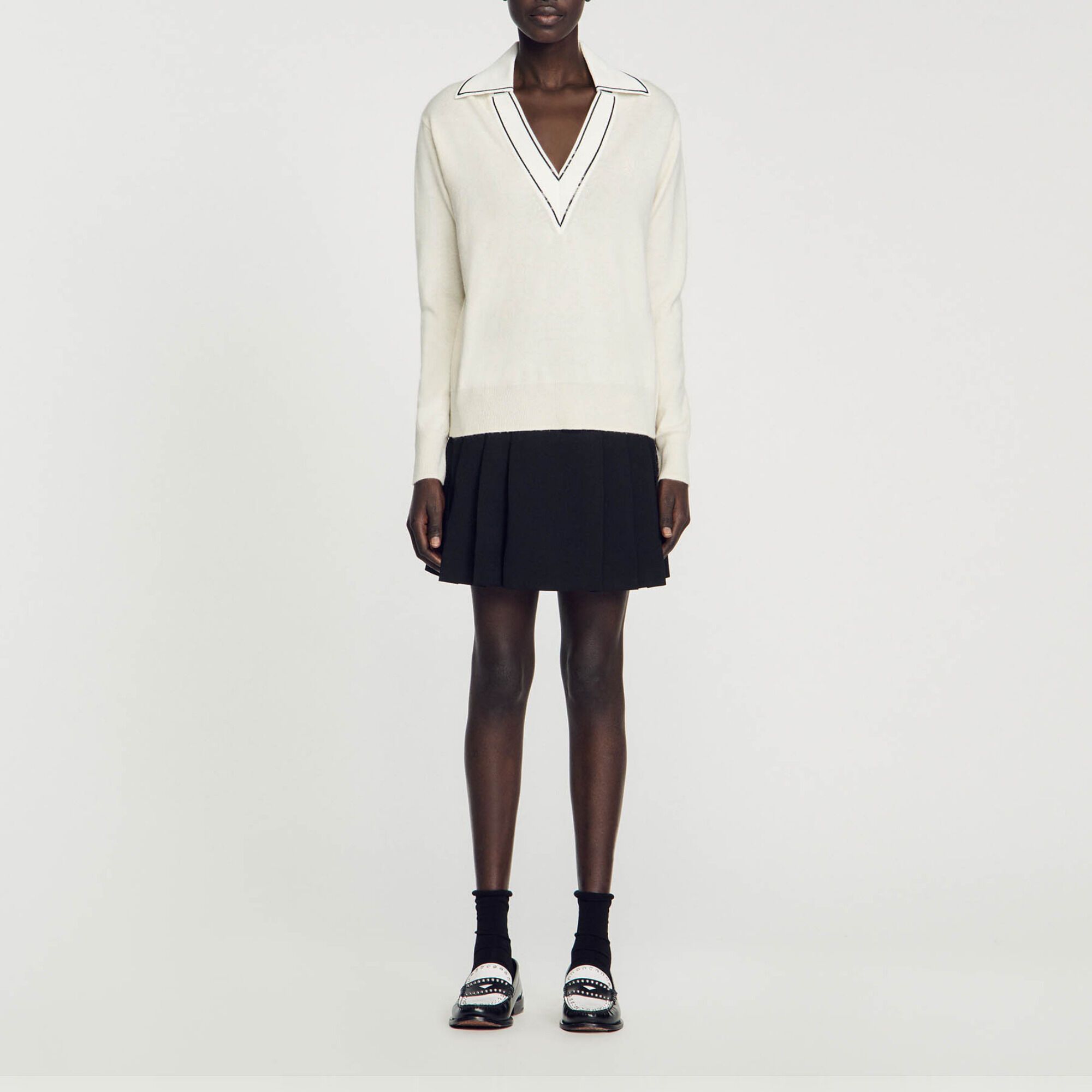 Jumper with polo shirt collar