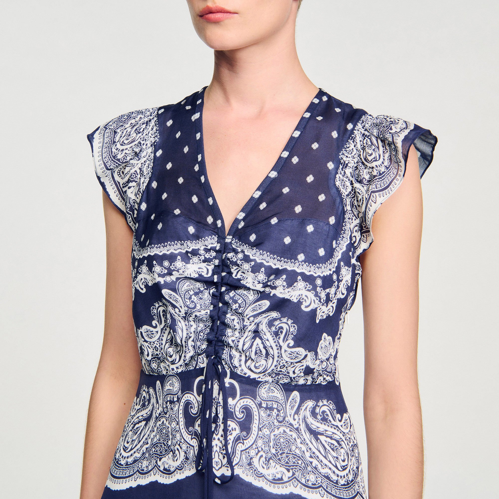 Short bandana-motif dress blue For Women | Sandro Paris Short bandana-motif dress blue For Women | Sandro Paris