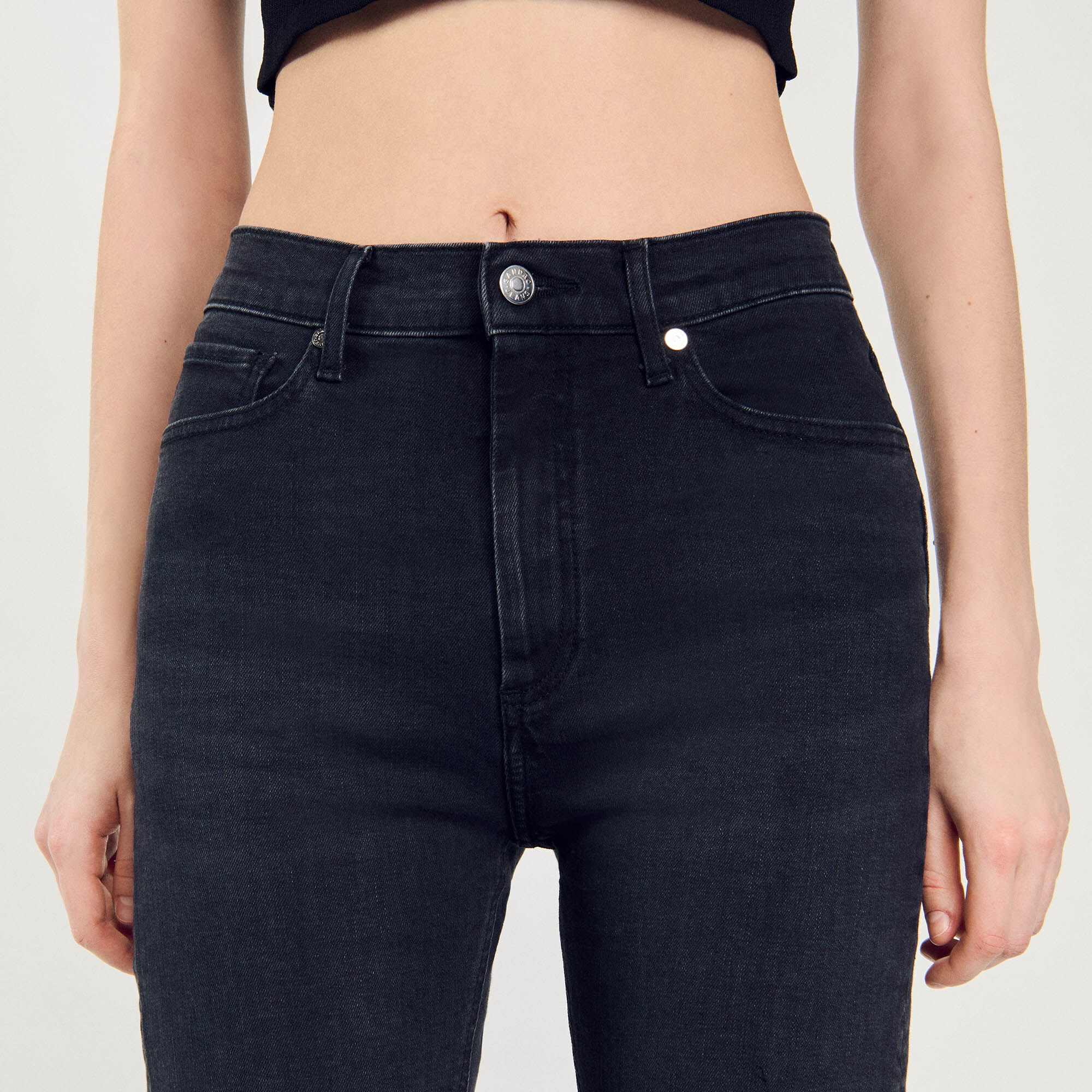 Straight-cut jeans with raw edges For Women | Sandro Paris