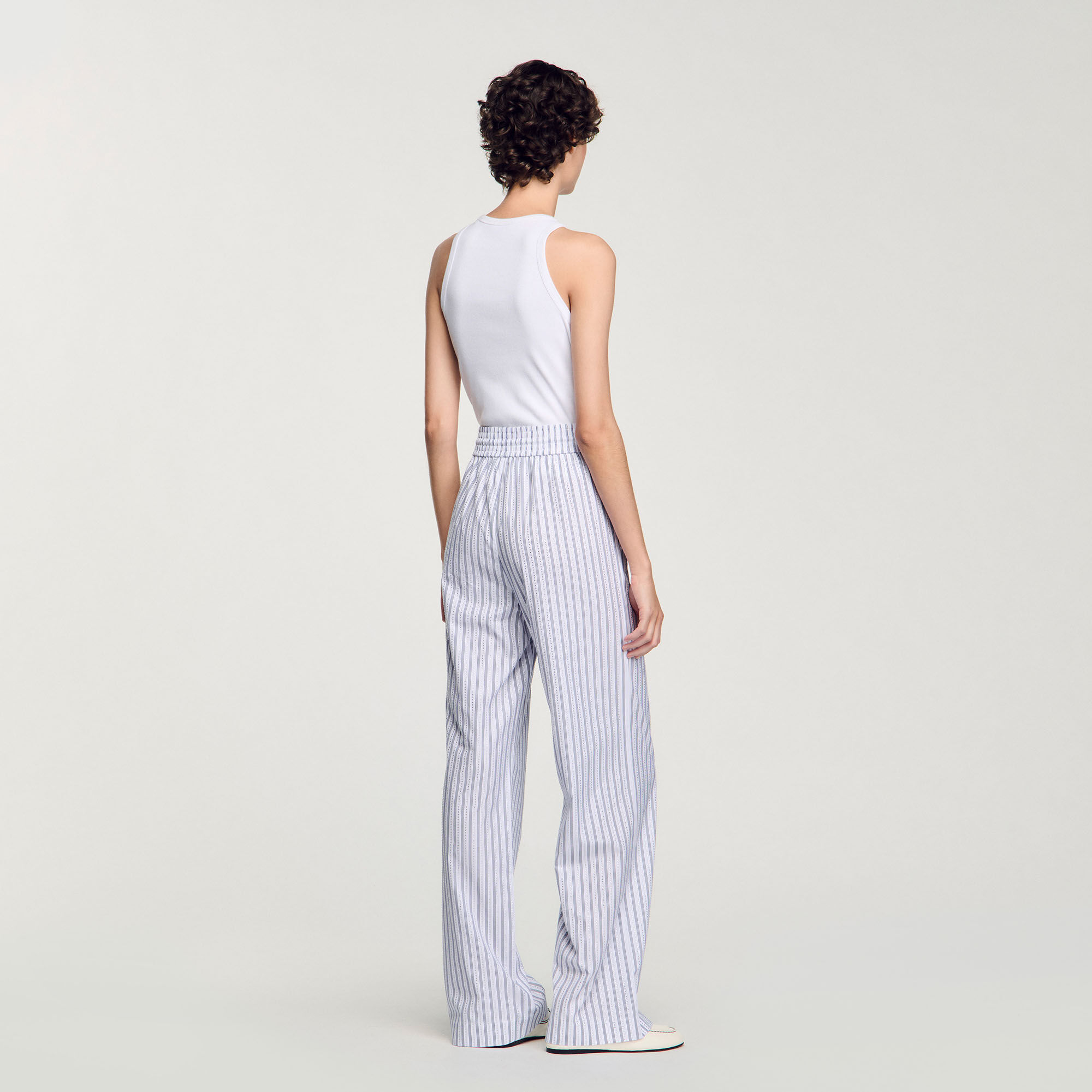 Rhinestone striped trousers white / beige For Women | Sandro