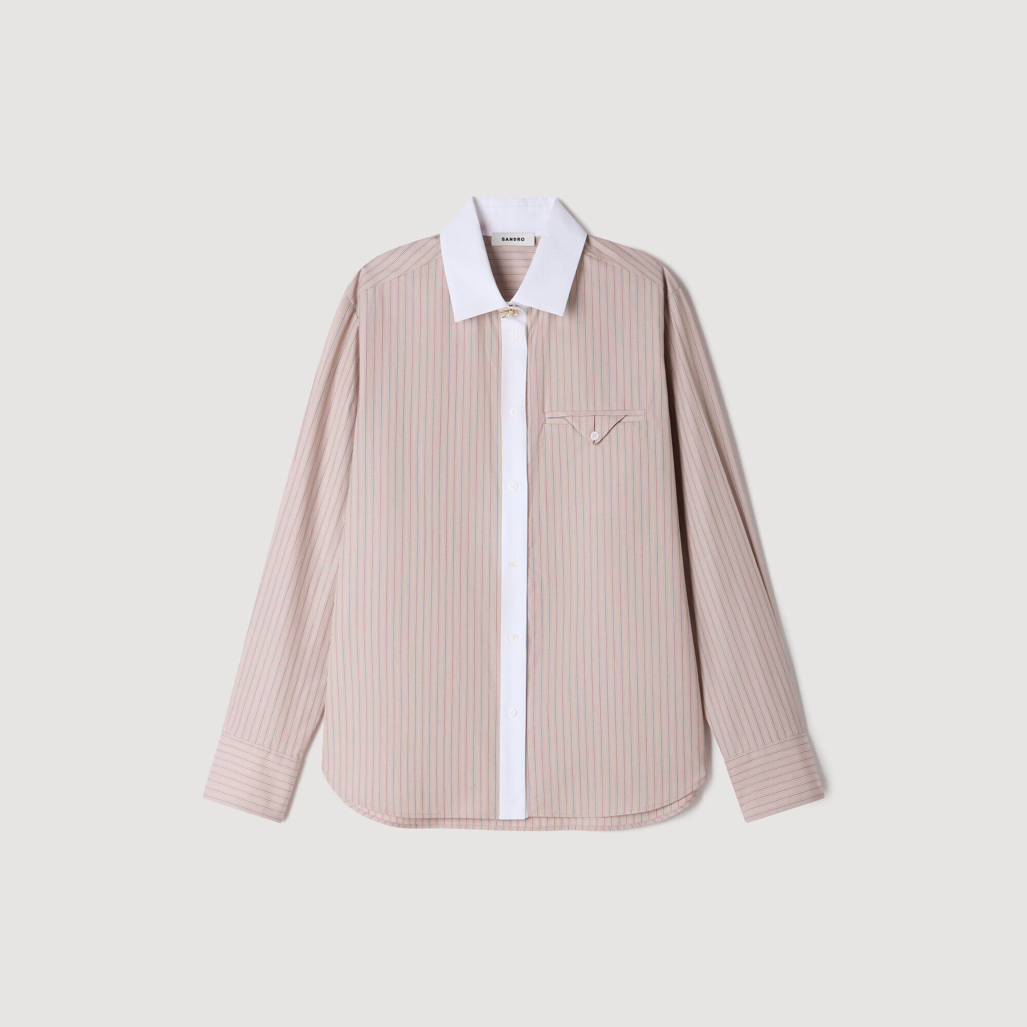 Striped shirt with contrast collar