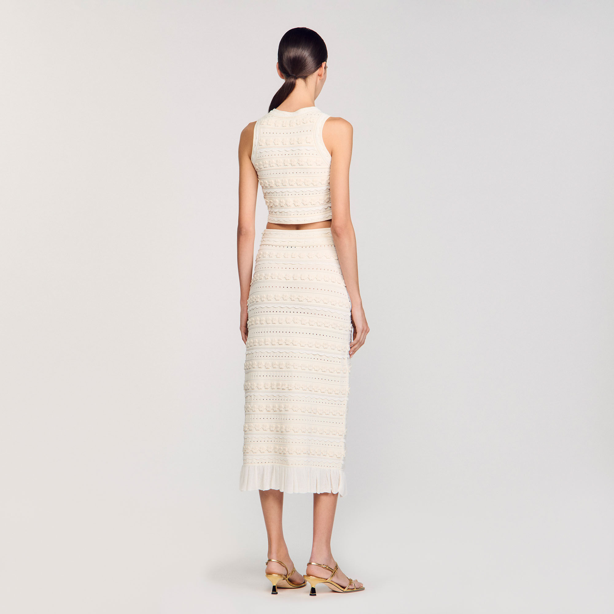 Long skirt with crochet detailing