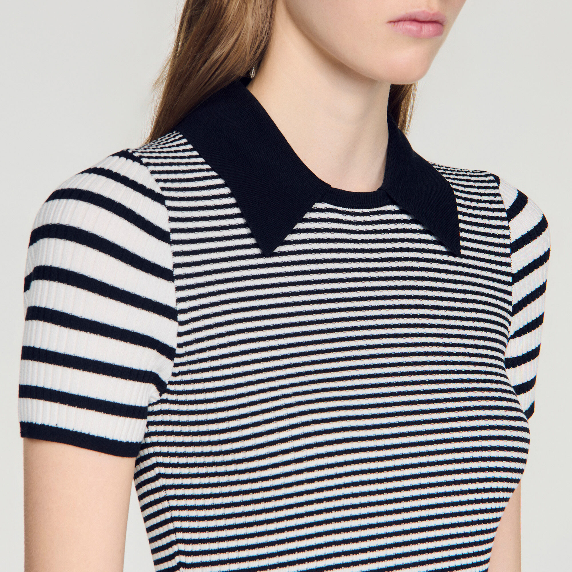 Striped polo-style jumper