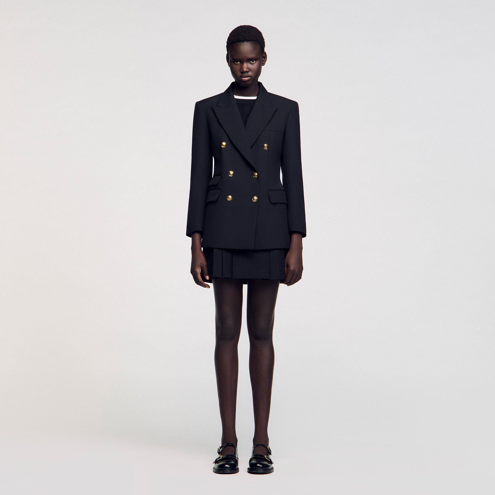 Double-breasted suit jacket black / gray For Women | Sandro
