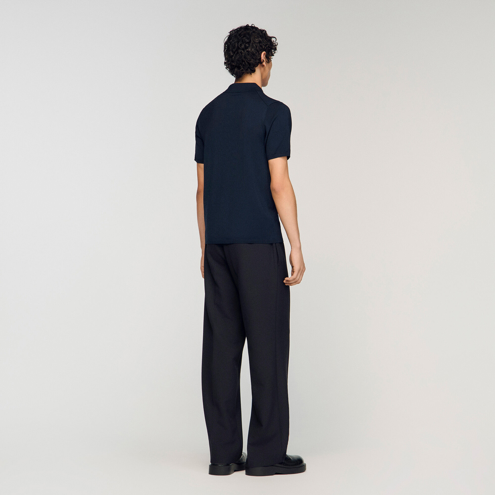 Short-sleeve knitted polo shirt