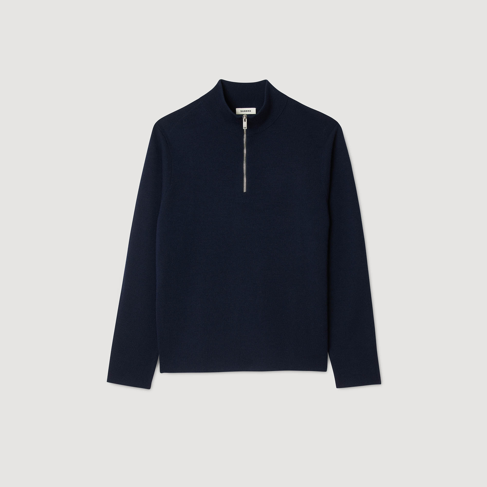 Wool jumper with zip collar