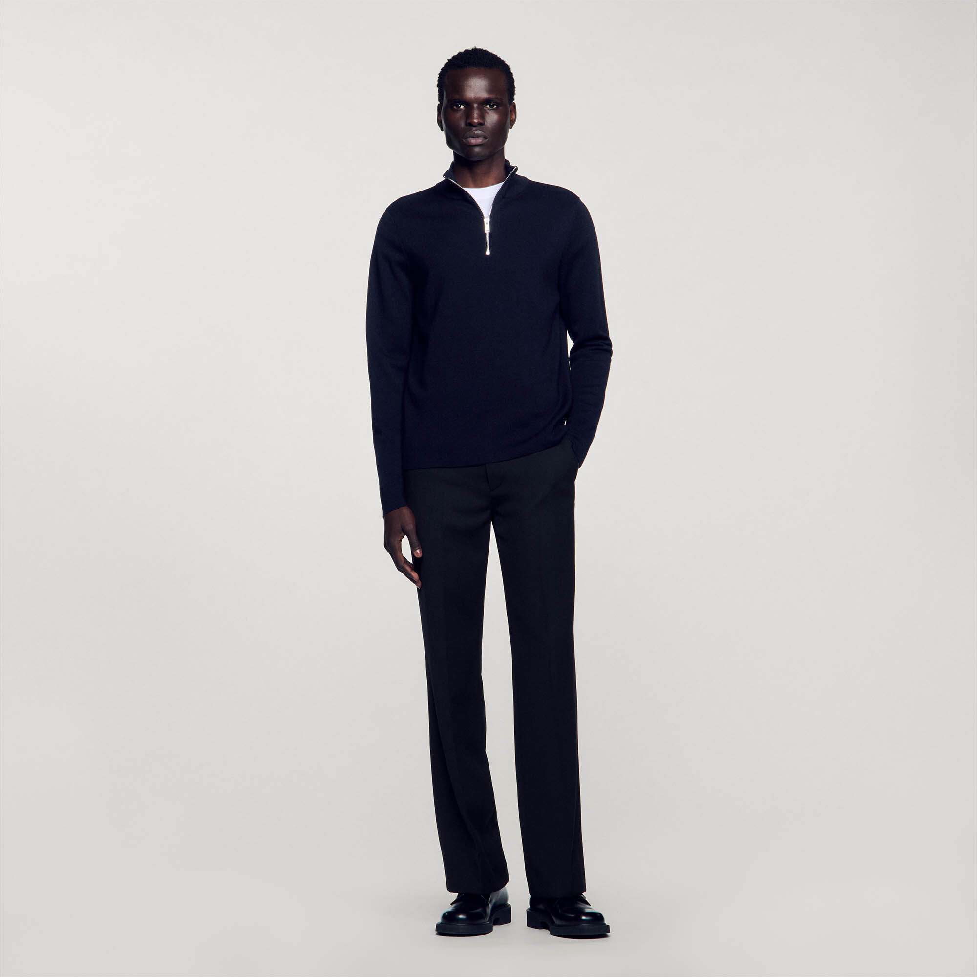 sandro paris  ウールニット　ジャケット Knit jacket blue for Men | Sandro Paris