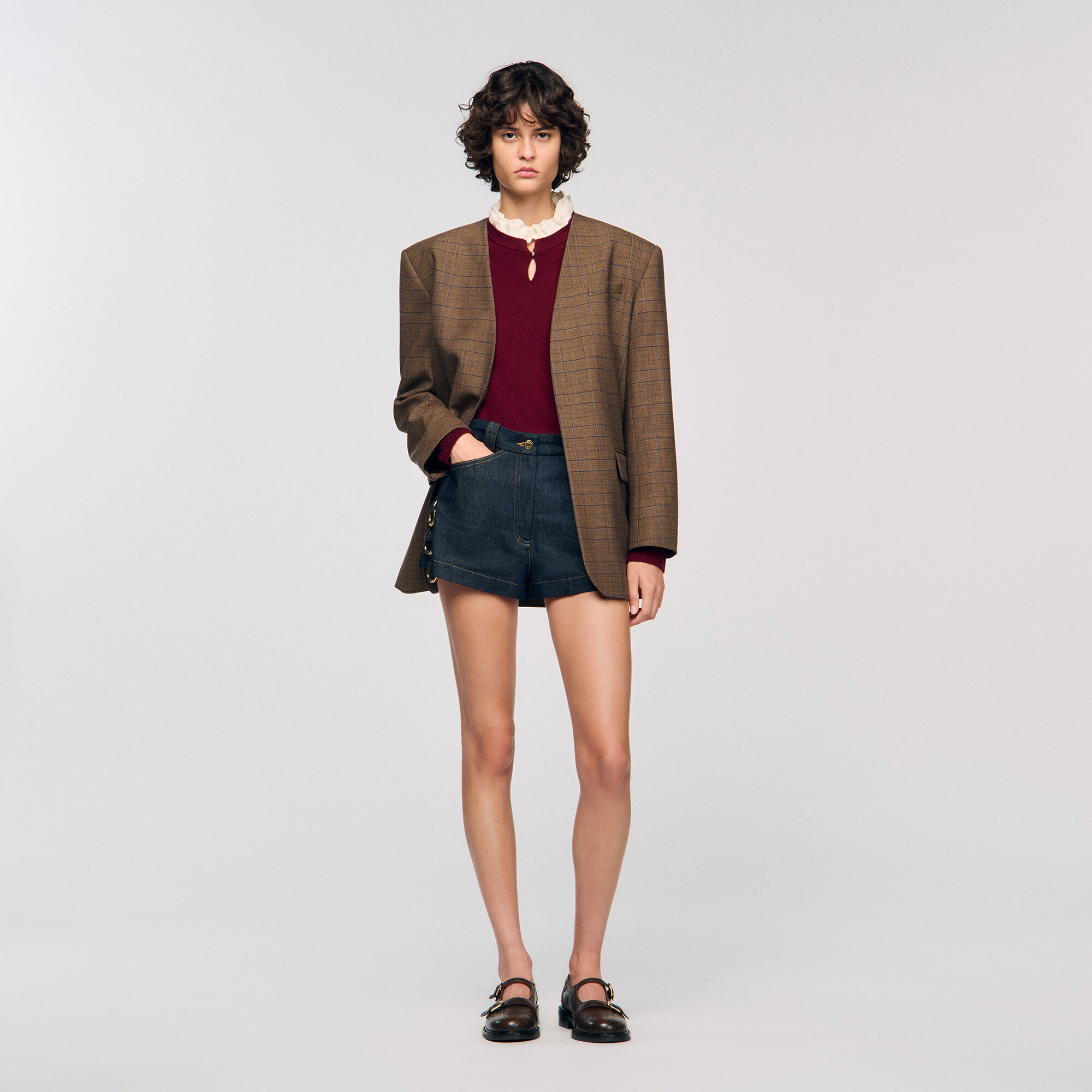 Ruffled-neck jumper