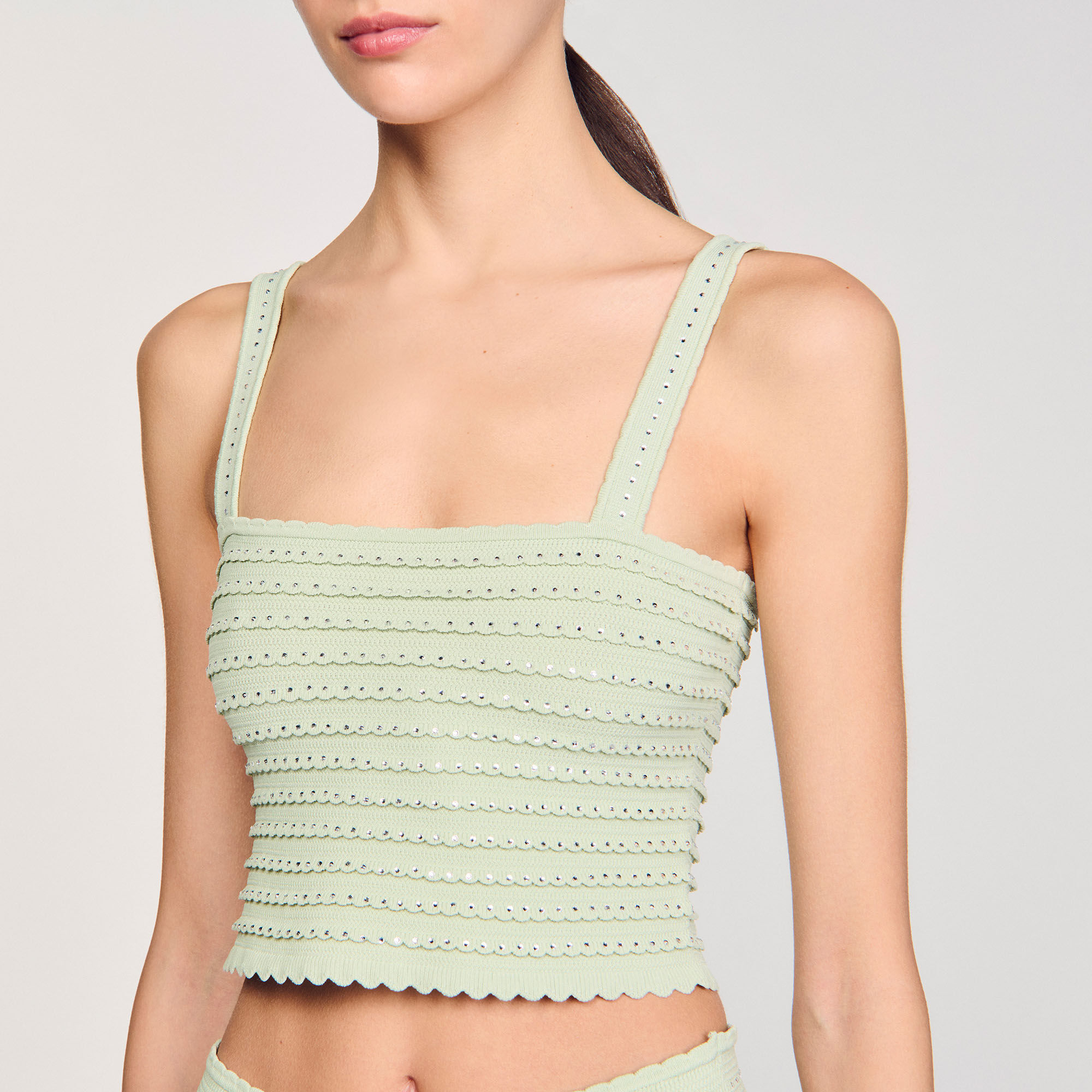 Rhinestone knit crop top