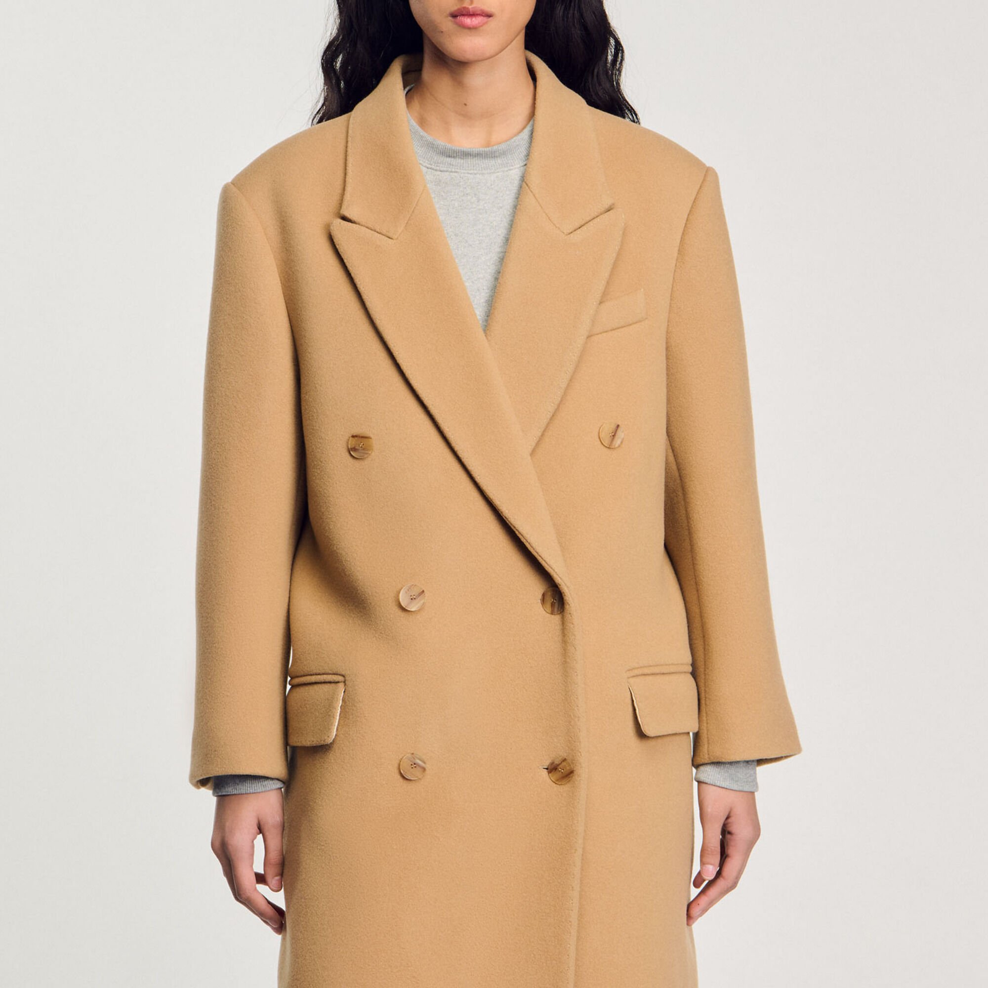 Long wool-blend coat