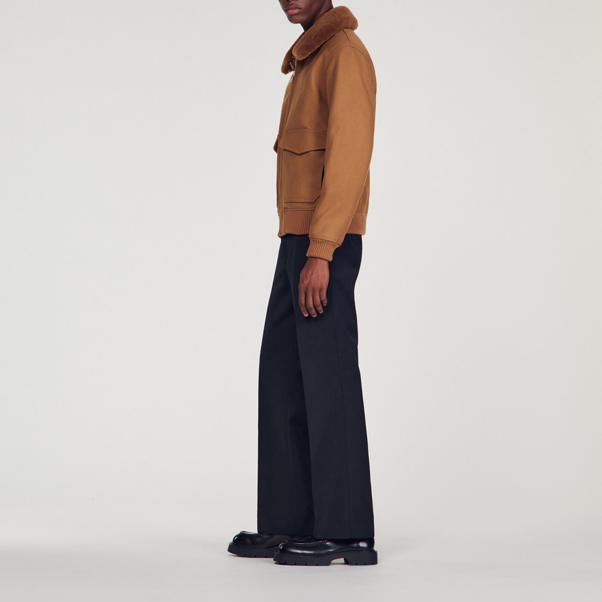 Shearling collar aviator jacket