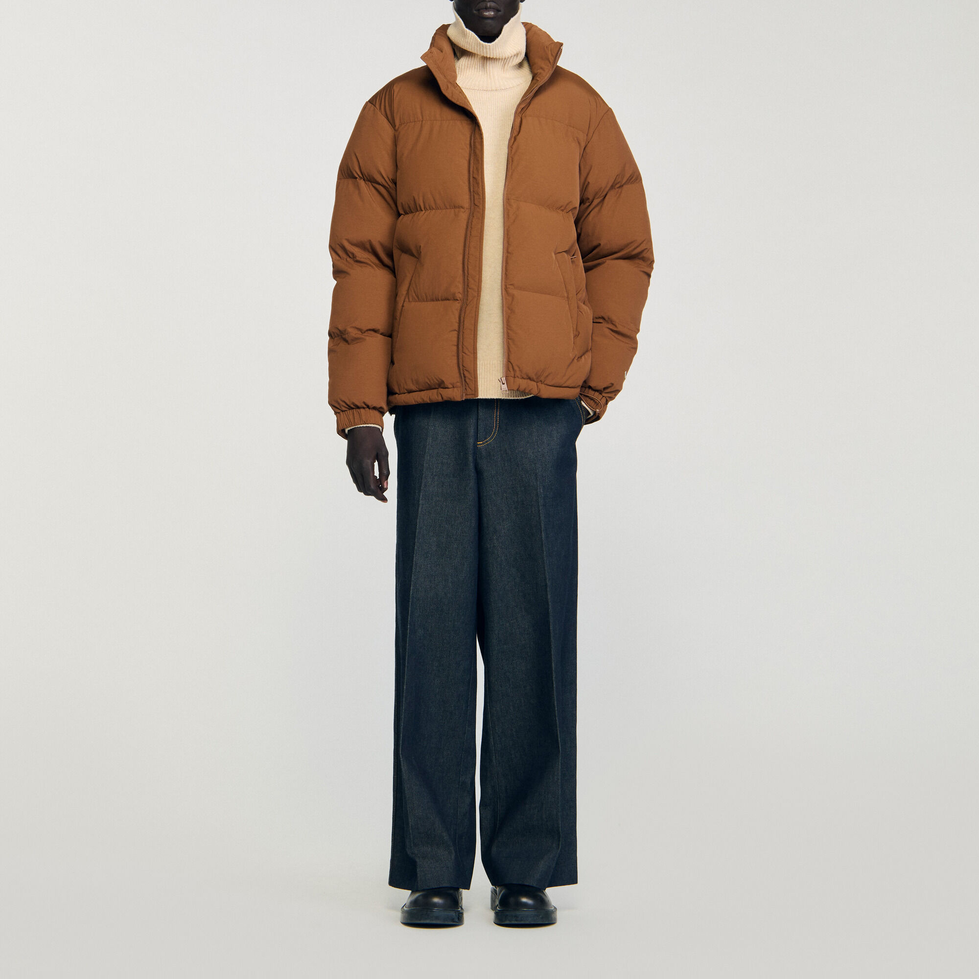 Hooded puffer with high collar - Men | Sandro
