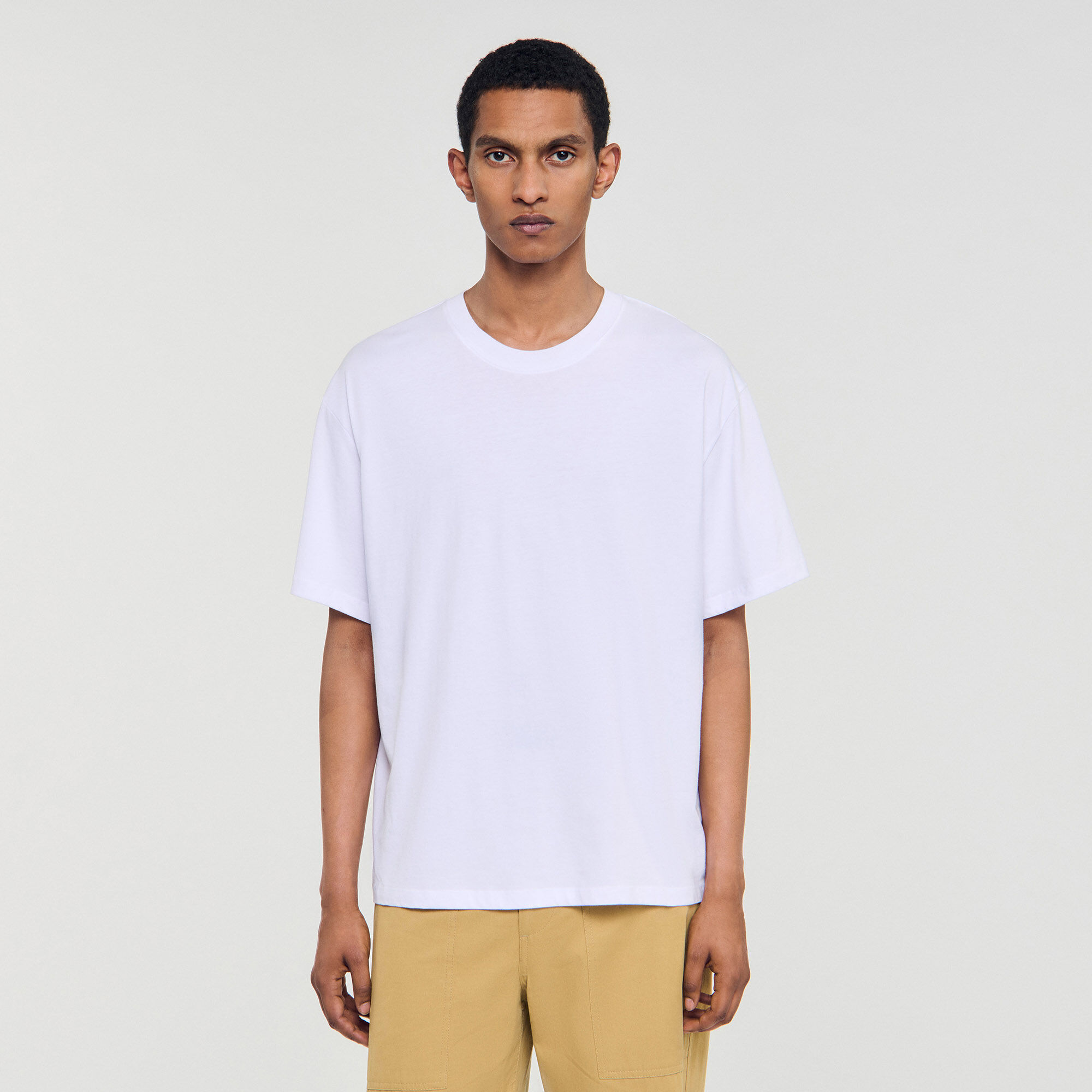 Oversized T-shirt white / beige for Men | Sandro Paris