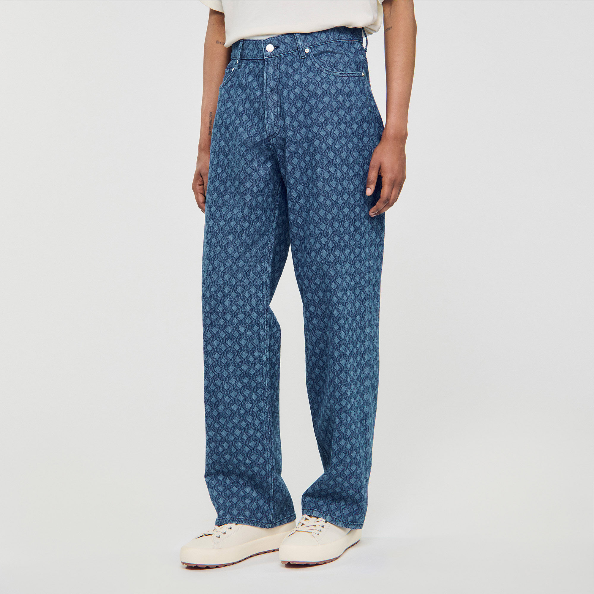 Rope pattern baggy jeans