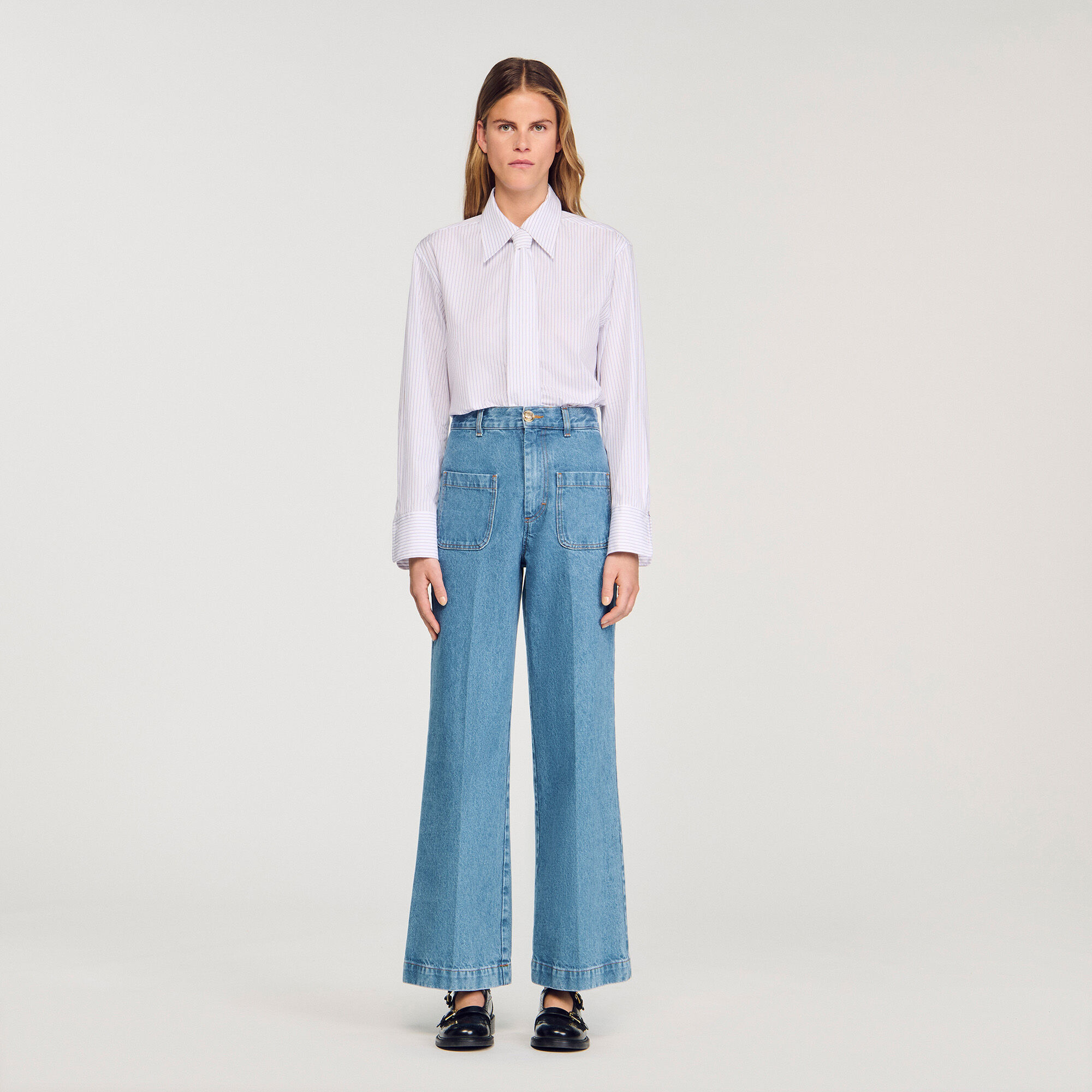 Wide-leg high-rise jeans